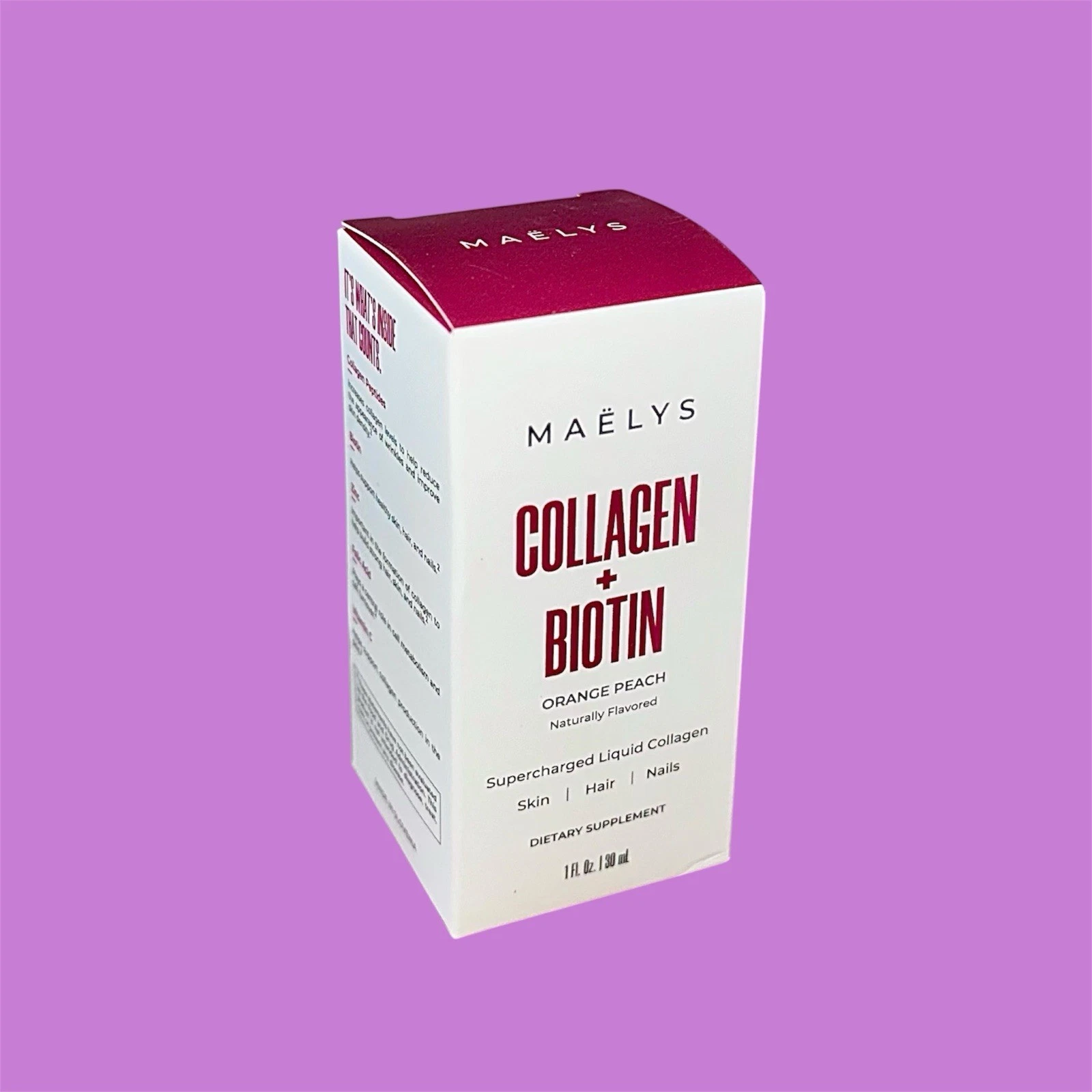 NEW Maelys Collagen + Biotin Orange Peach Supercharged Liquid Collagen 1oz Mini