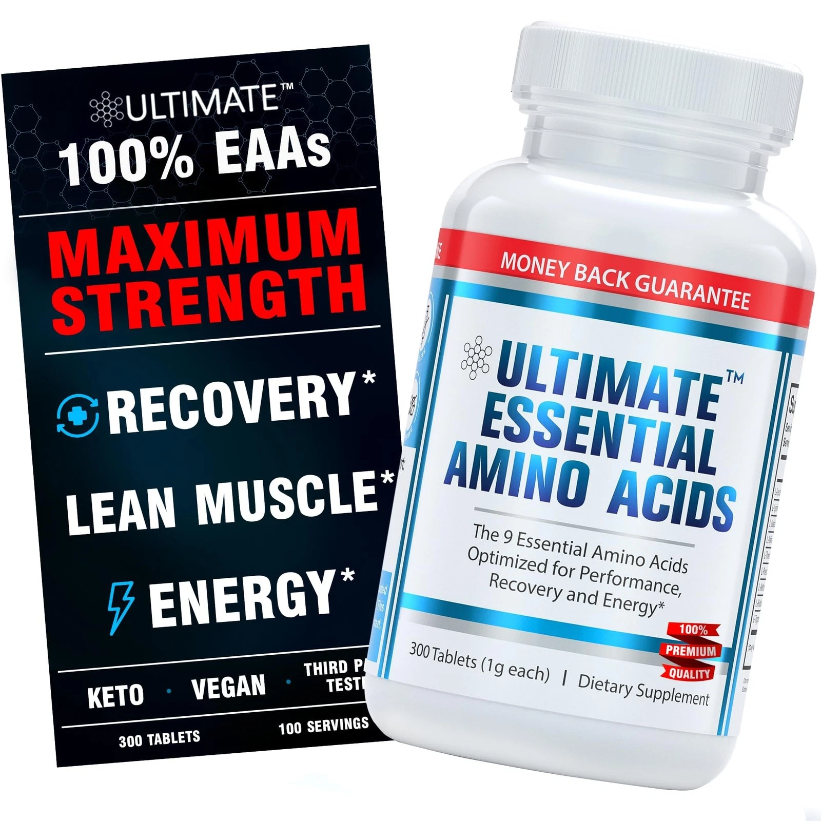 100% Essential Amino Acid Supplement - 3rd Party Tested - 300 Easy-to-Swallow...