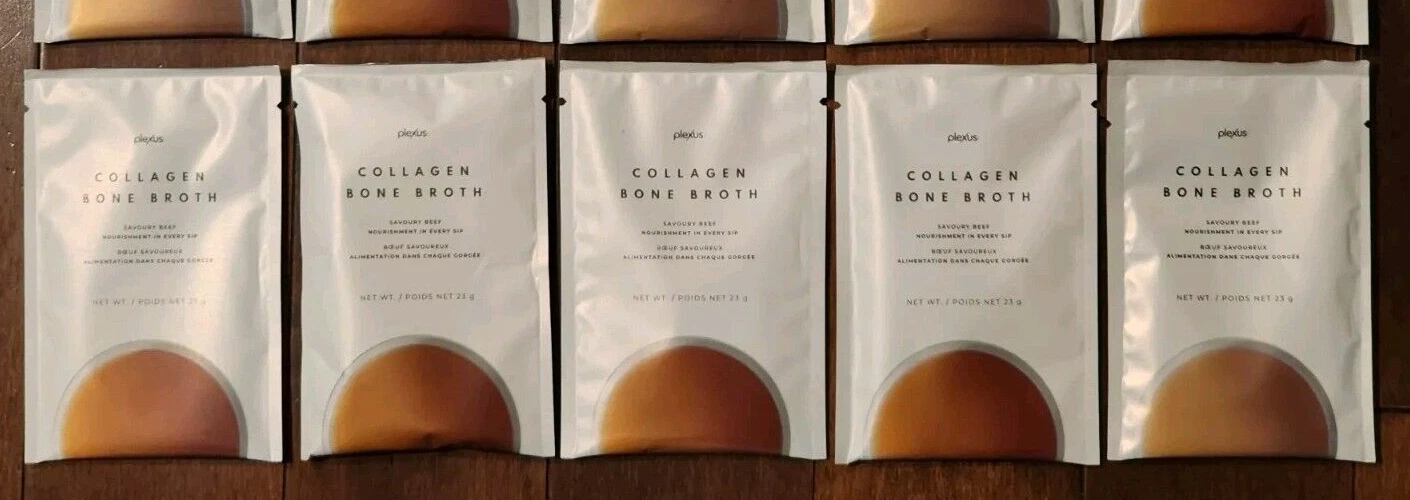 5 Pack Plexus Collagen Bone Broth Savory Beef 0.85 oz Packet New Sealed Packets