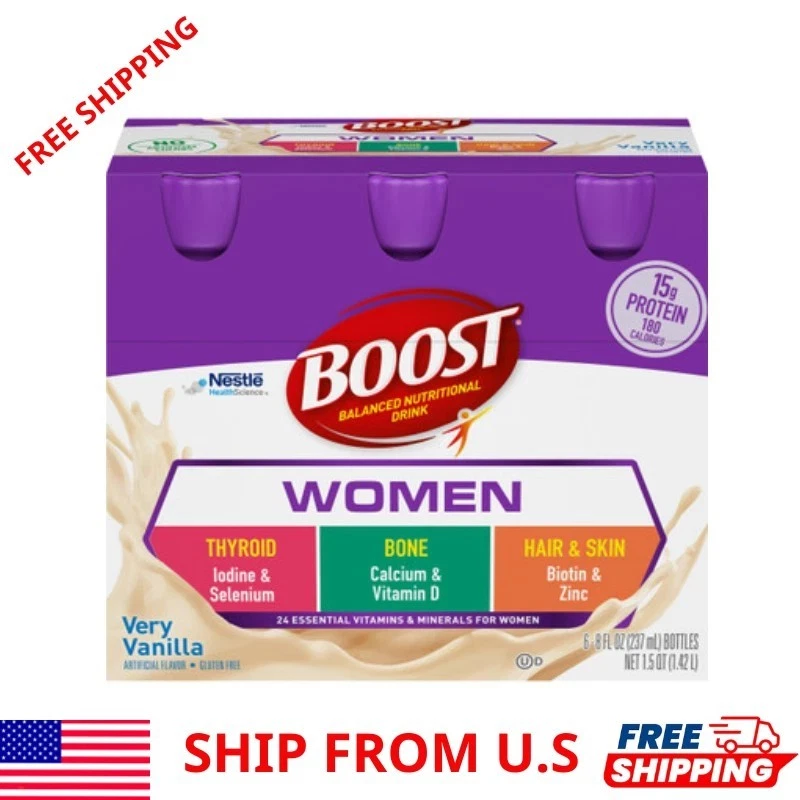 Nestle Boost Women Balanced Nutritional Drink Very Vanilla 8 oz Bottle 6 Ct