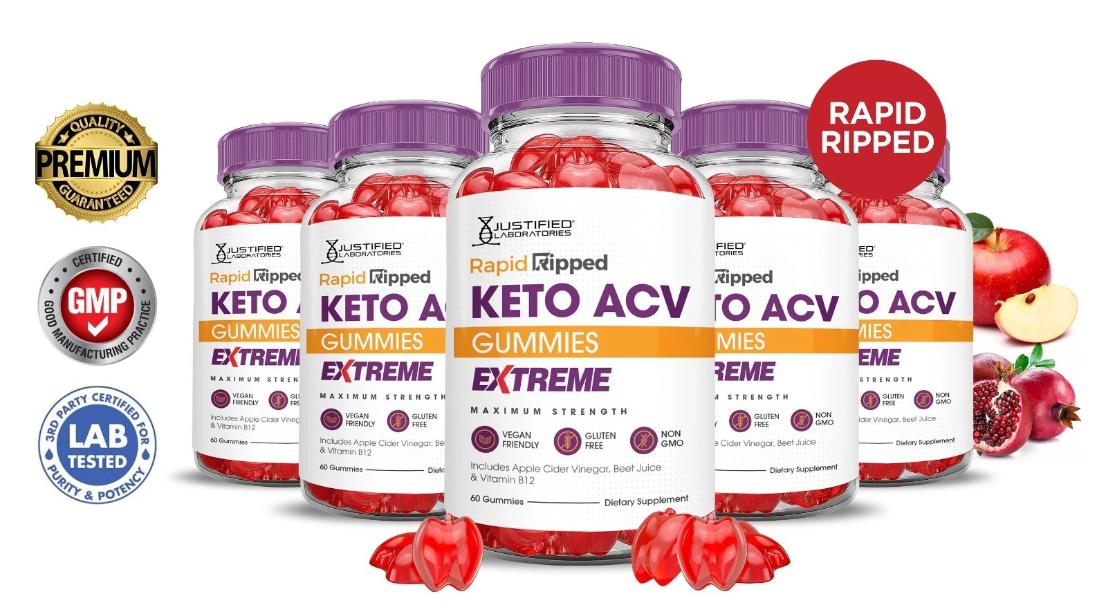 Rapid Ripped Keto Extreme ACV Gummies 2000MG Apple Cider Vinegar 300 Gummys