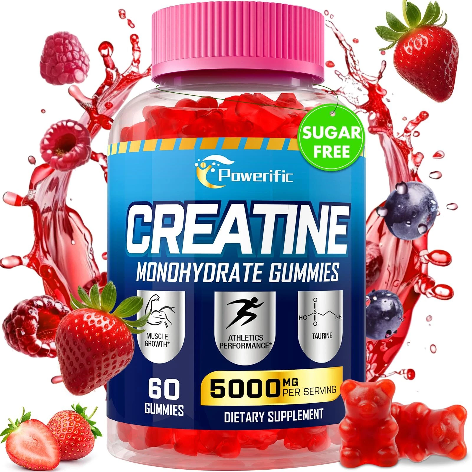 Creatine Monohydrate Gummies for Men & Women Creatine Pre Workout Gummies wit...