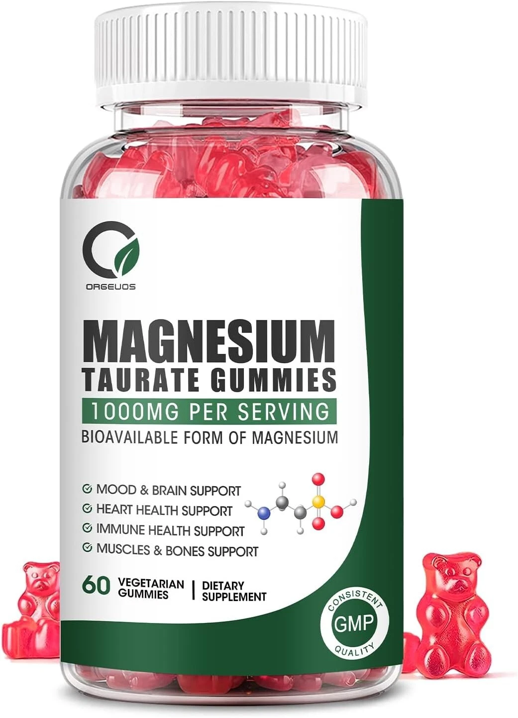 Magnesium Taurate Gummies with Magnesium Taurate 1000 mg, Magnesium Glycinate 50