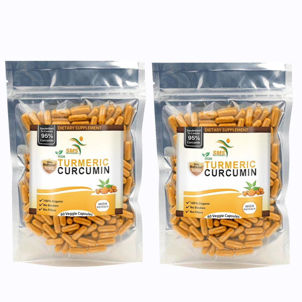 TURMERIC BLACK PEPPER 95% CURCUMIN ANTIOXIDANT 10,000mg EXTRACT 2X 60 CAPSULES