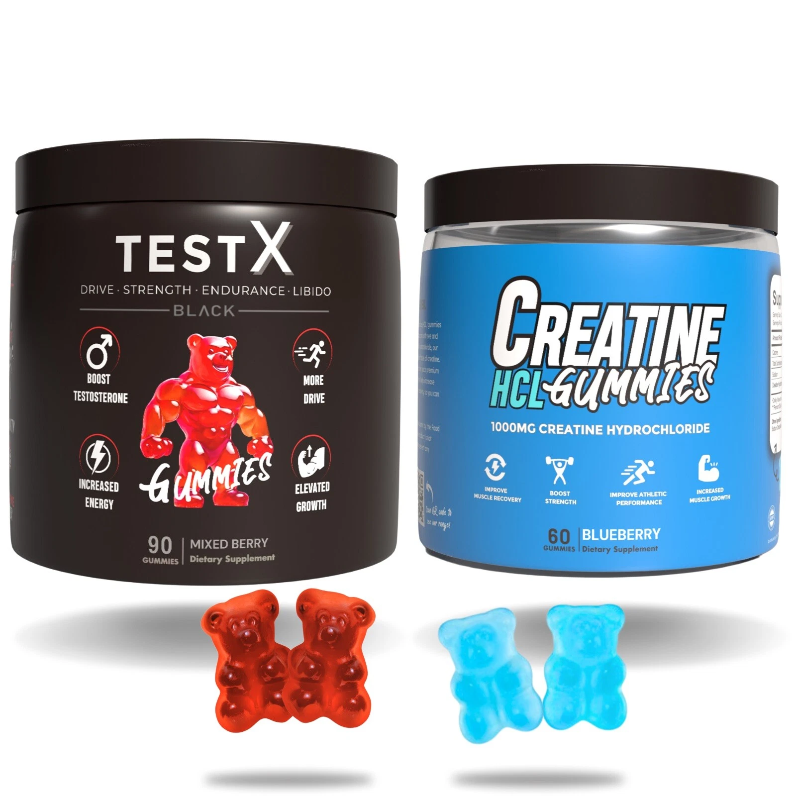 Creatine & Testosterone Booster Gummies Twin Pack Increase Test by Gummy Lab