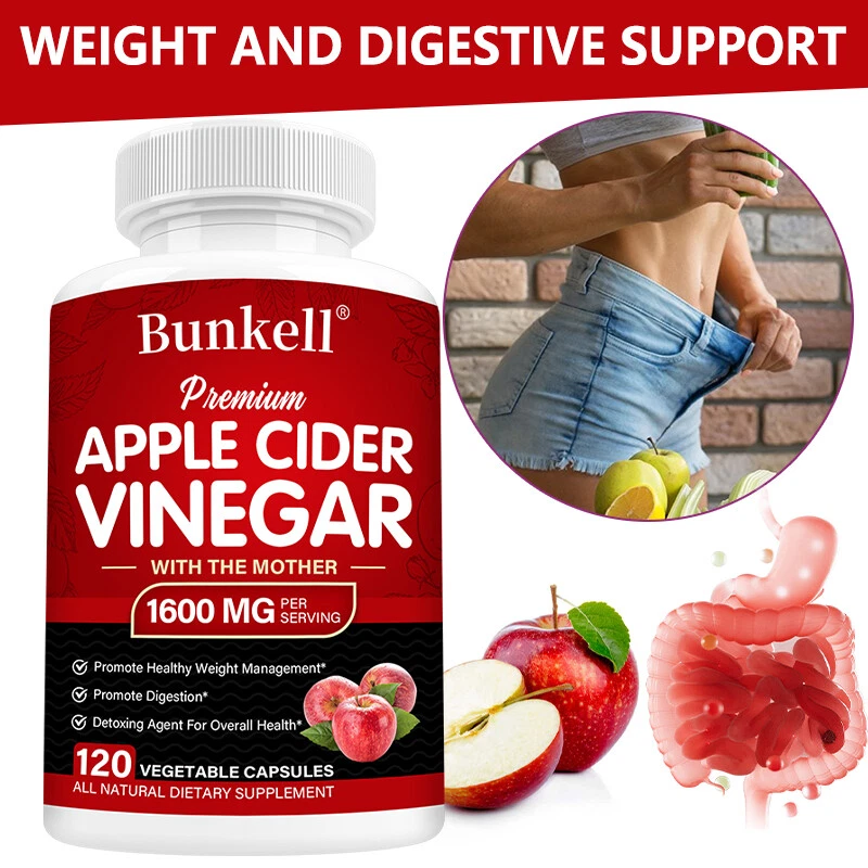 Apple Cider Vinegar Capsules 1600mg with The Mother for Weight Loss and Energy