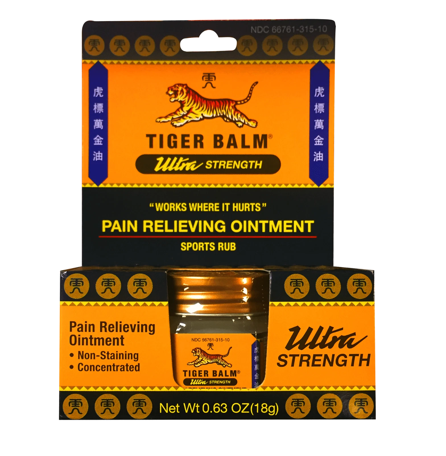 Tiger Balm Ultra Strength Pain Relieving Ointment Non-Staining 18 gm..+