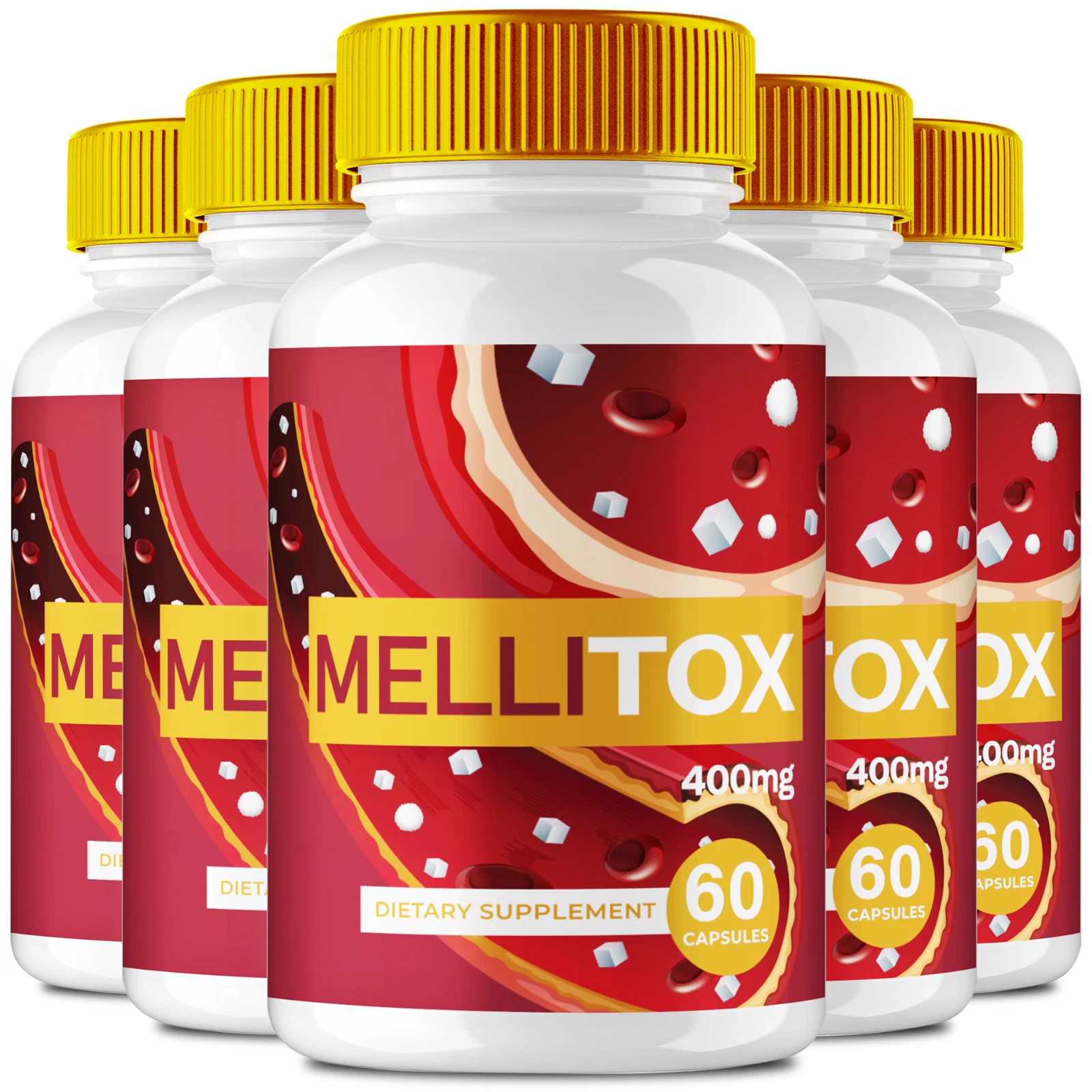 (5 Pack) Melli tox Blood Support Pills, Mellitox for Healthy Blood Sugar Levels