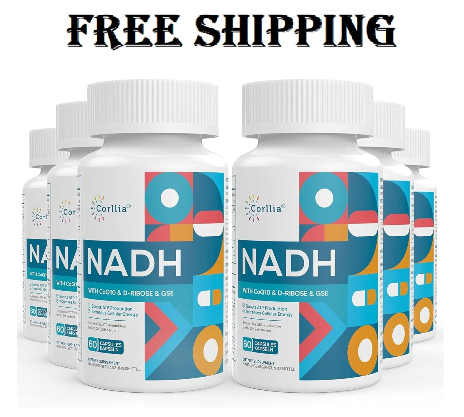 NADH 50mg CoQ10 200mg D Ribose 150mg Supplement Enhance NAD Supplement 360Capsul