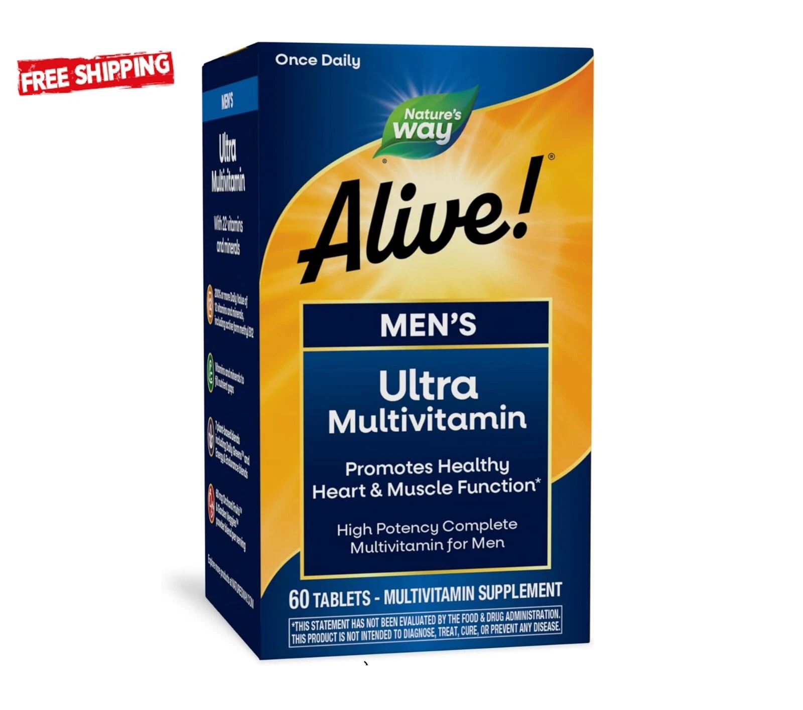 Nature's Way Alive! Men's Daily Ultra Multivitamin, Gluten Free, 60 Tablets