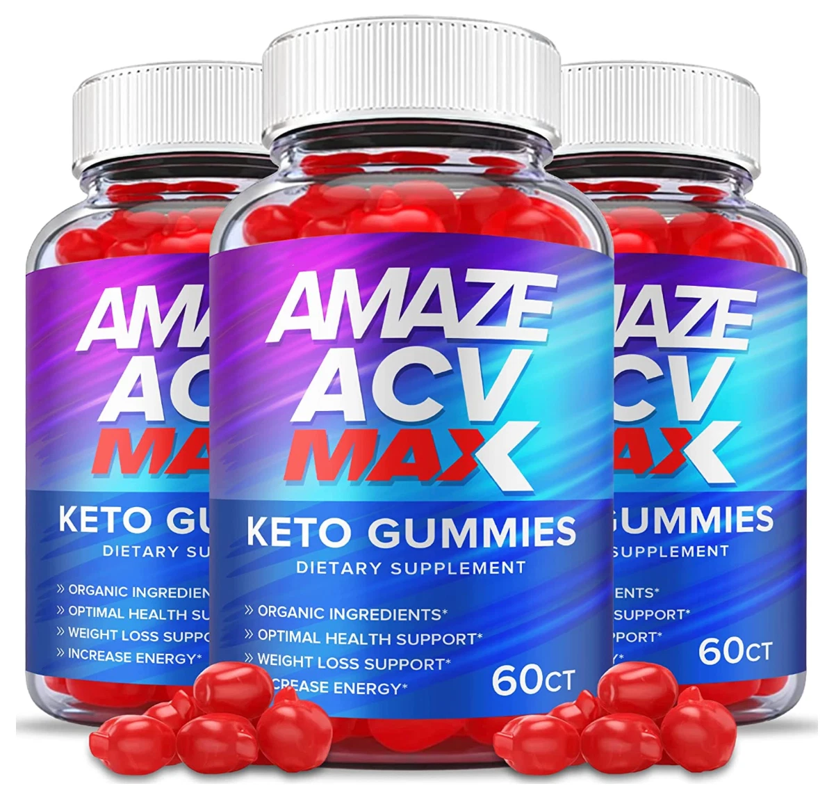 BRAND NEW** Amaze ACV MAXIMUM Keto Gummies Weight Loss Supplement - 3 BOTTLES
