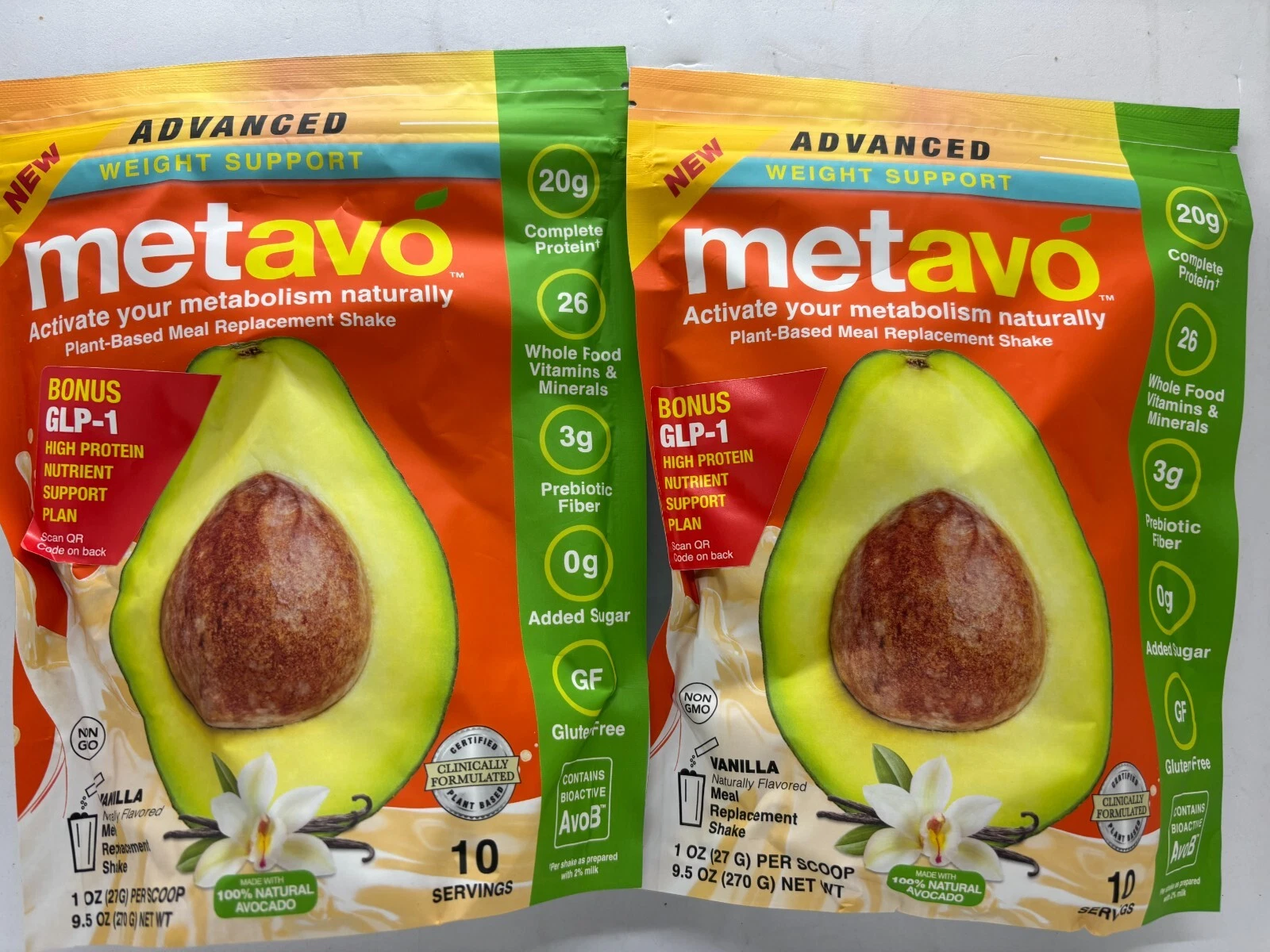 Metavo Advanced Weight Support 2 x 9.5z 20 Servings Vanilla Exp 10/26 FREE SHIP!