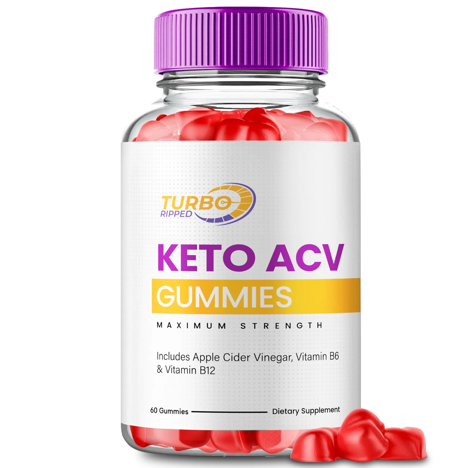 Turbo Ripped Keto ACV gummies, Maximum Strength Official ACV Gummies 60ct