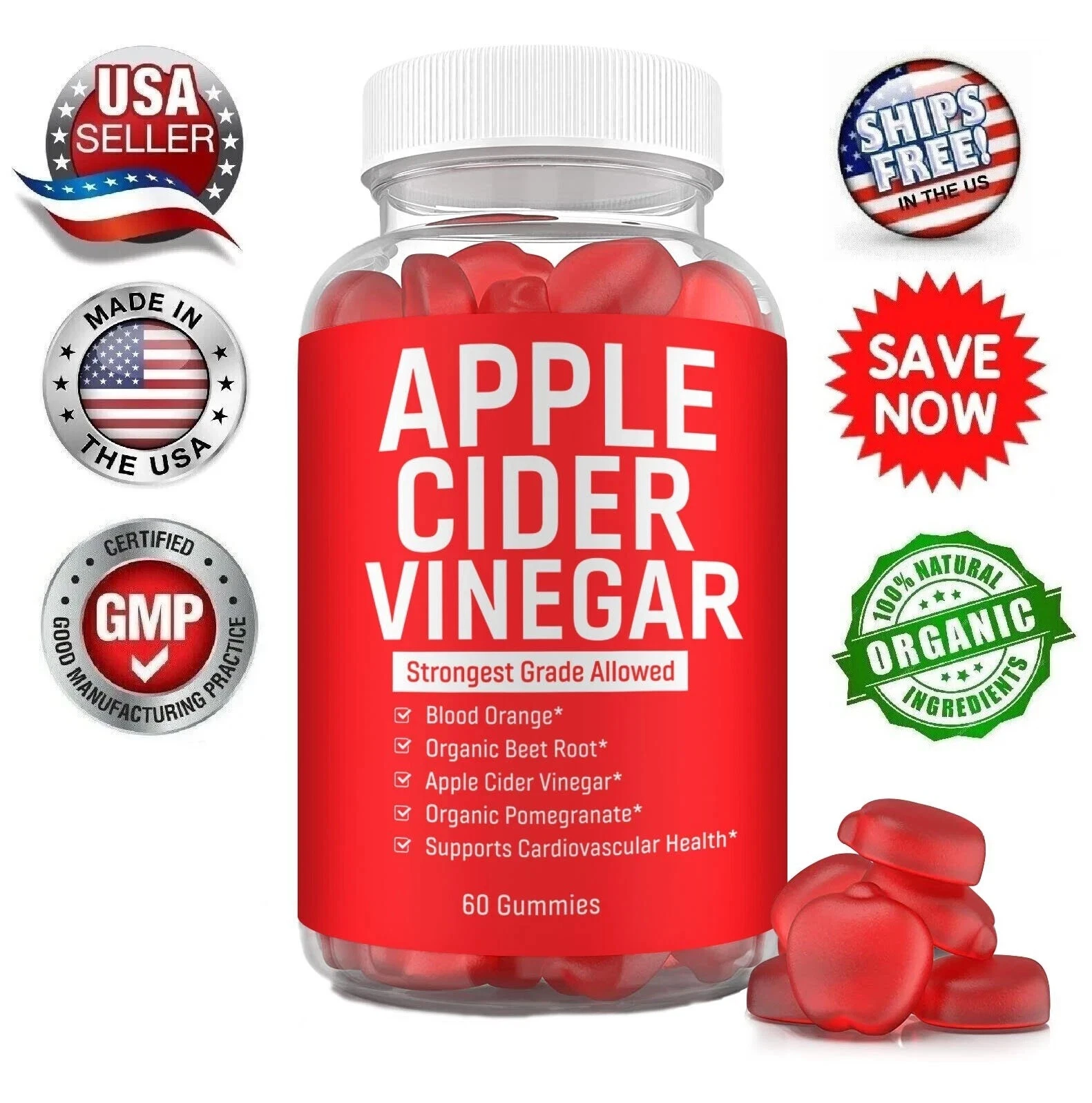 Apple Cider Vinegar Complex- 60 Vegan Gummies - High Strength 1500mg per serving