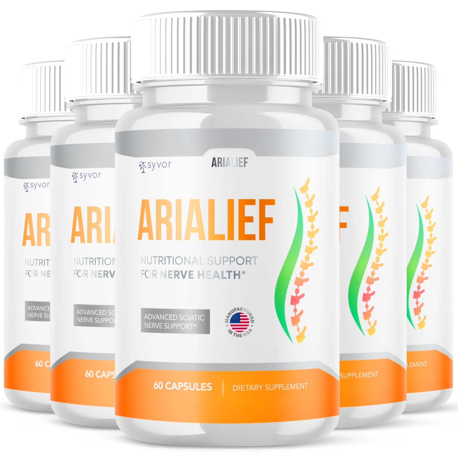 (5 Pack) AriaLief Brain Pills - Nerve Health & Cognitive Support Supplement