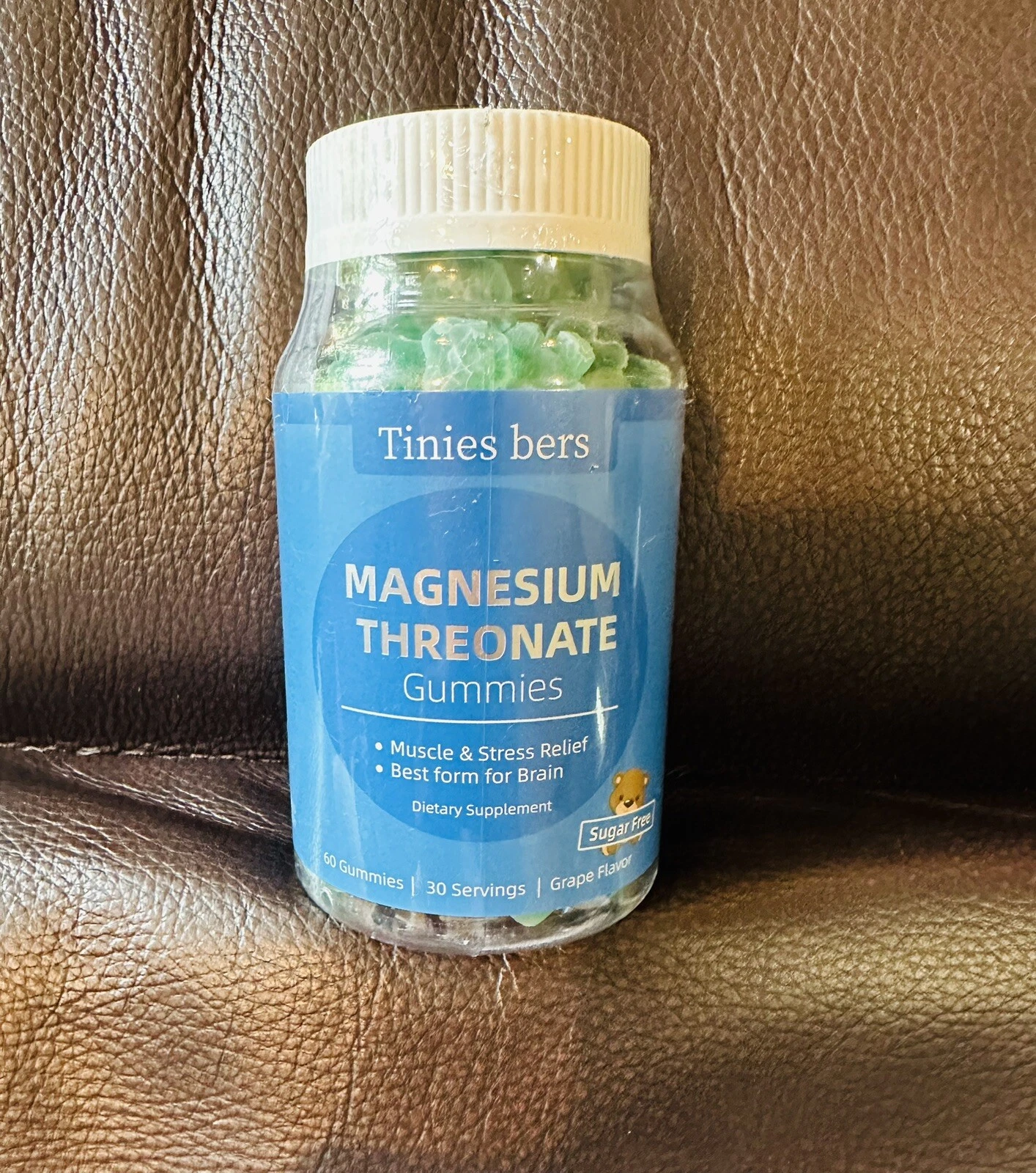 NEW Tinies Bers Magnesium Threonate Gummies 500mg 60ct Grape Flavored Exp 1/27