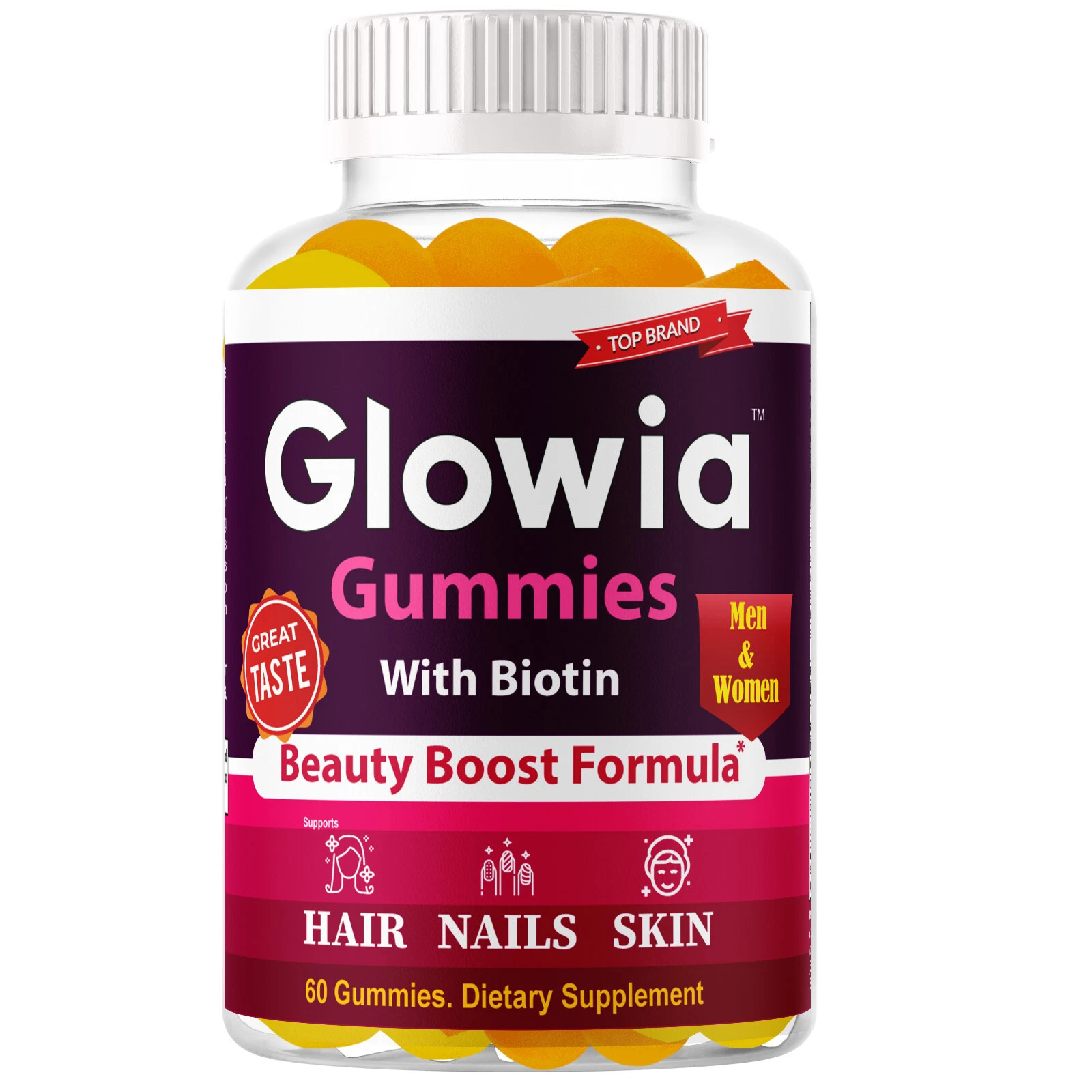 Biotin Beauty Booster Formula - Supports Hair, Skin, & Nails, Delicious Gummies