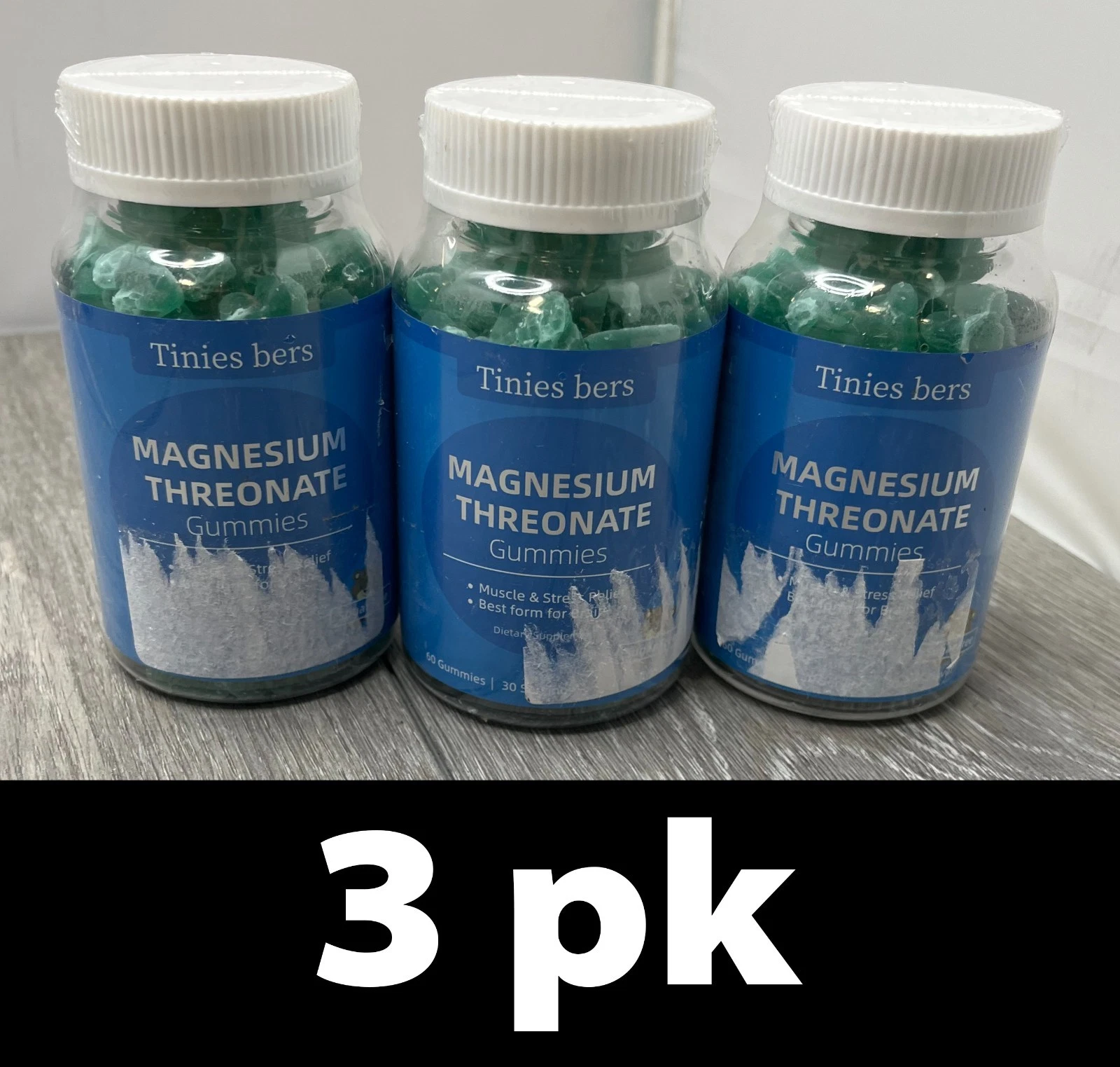 3pk Tinies bers Magnesium Threonate Gummies 60ct each Grape Flavor Exp 1/27 d19