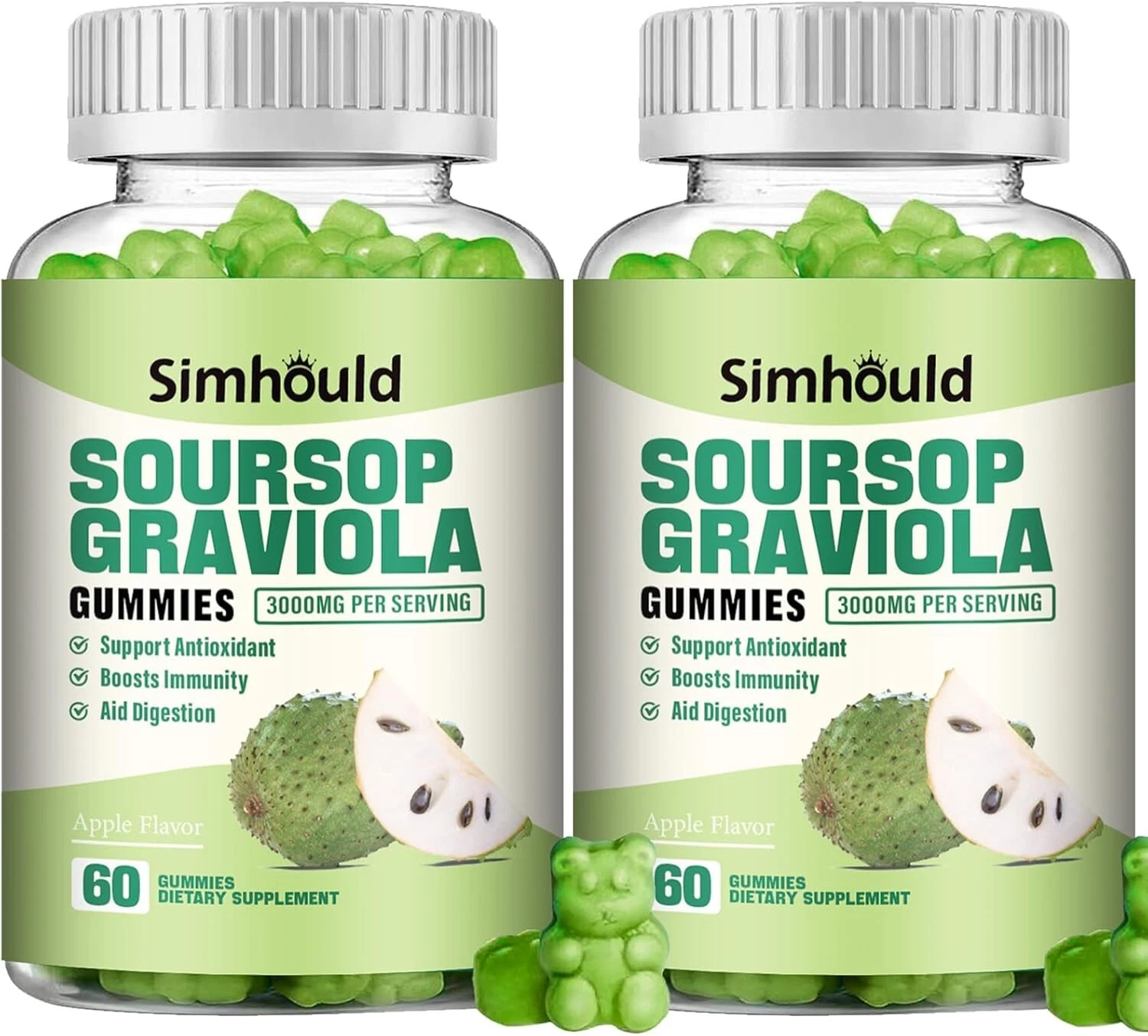 2 Pack Soursop Graviola Gummies - 3000Mg Extra Strength Soursop Leaves