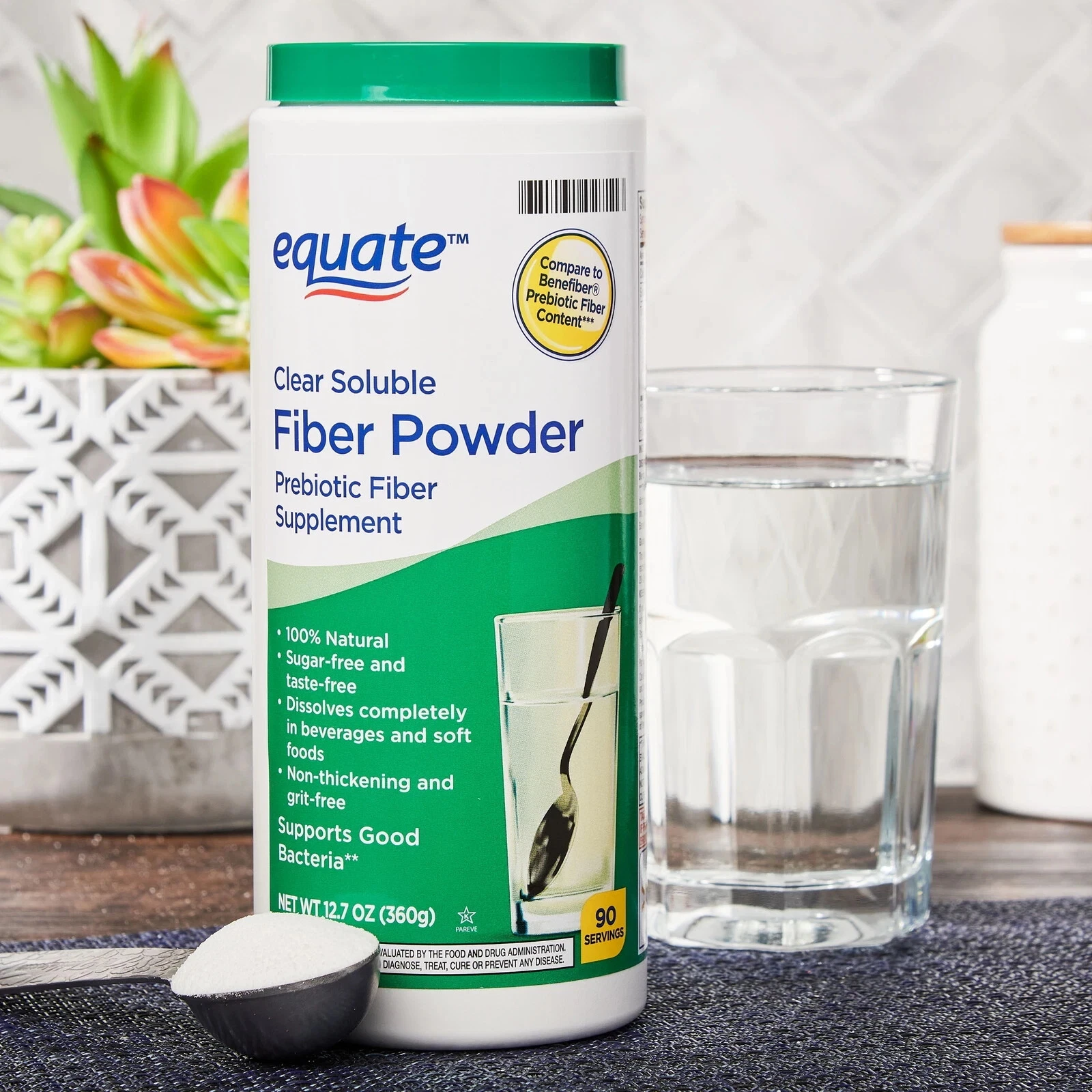 Equate Clear Fiber Powder Prebiotic Supplement Drink 12.7 oz EXP 11/2026