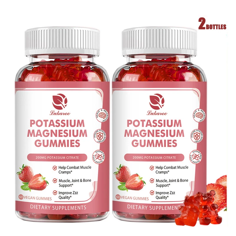 Magnesium Glycinate & Potassium Citrate Gummies Calm Muscle Stress Reflf Support