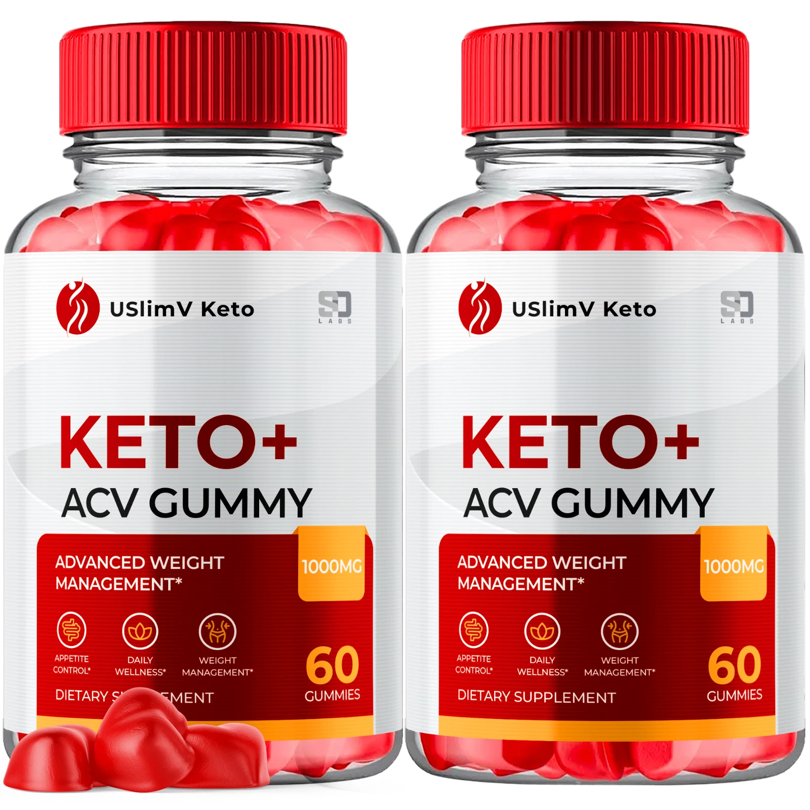 (2 Pack) USlimV Keto ACV, USlimV Keto ACV Gummies Weight Loss (120 Gummies)