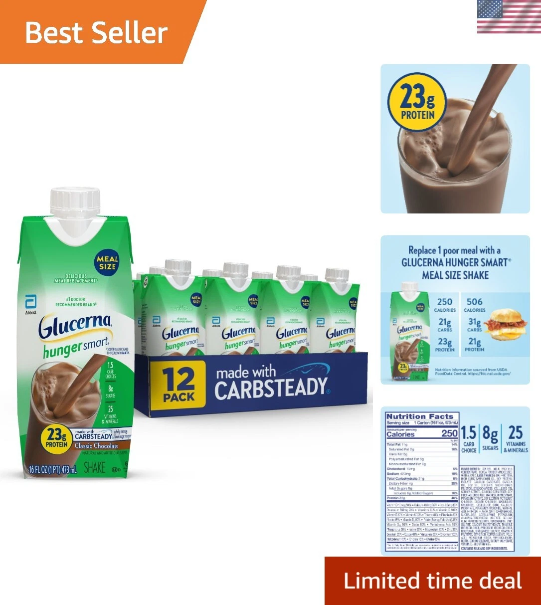 23g Protein Chocolate Shake - Doctor-Recommended Diabetic Nutritional Drink