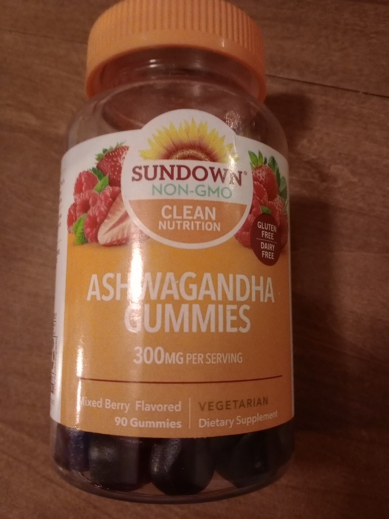 Sundown Naturals, Ashwagandha Gummies, Mixed Berry, 150 mg, 90 Gumm, 01/24