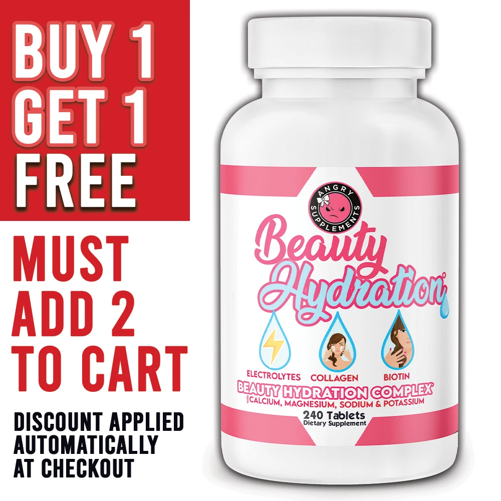 Angry Supplements Beauty Hydration Super Collagen Tablets Biotin 240ct 120 Sv