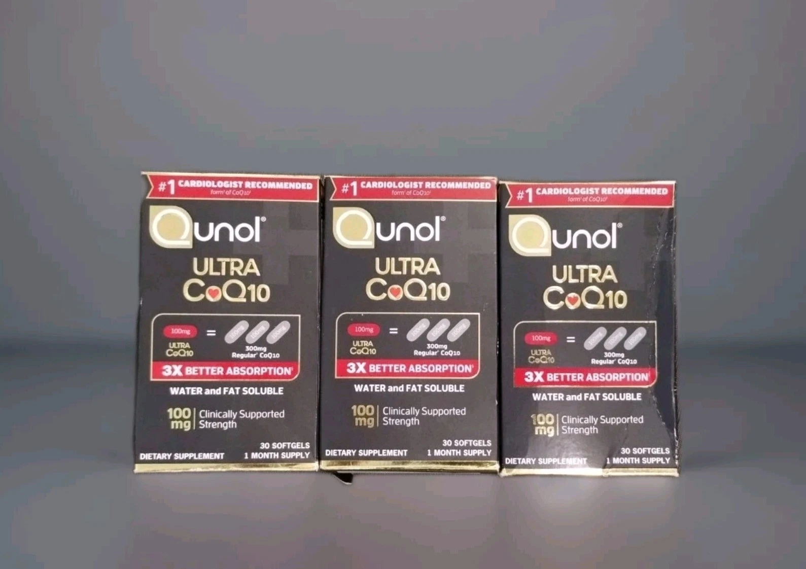 (3) Qunol Ultra CoQ10 100mg 30ct/ea - CAD: 2027 - NUEVO Y Precintado
