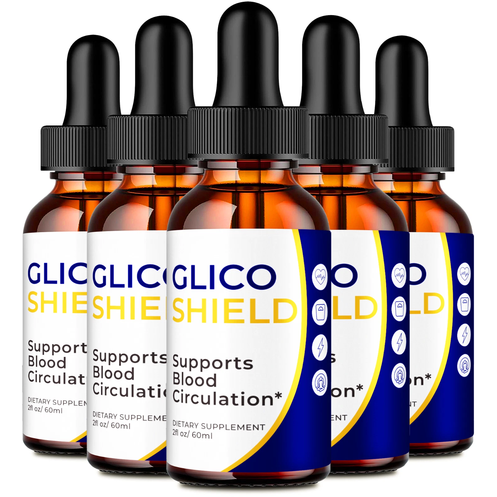 (5 Pack) Glico Shield Drops, Advanced GlicoShield Blood Support Formula Droppers