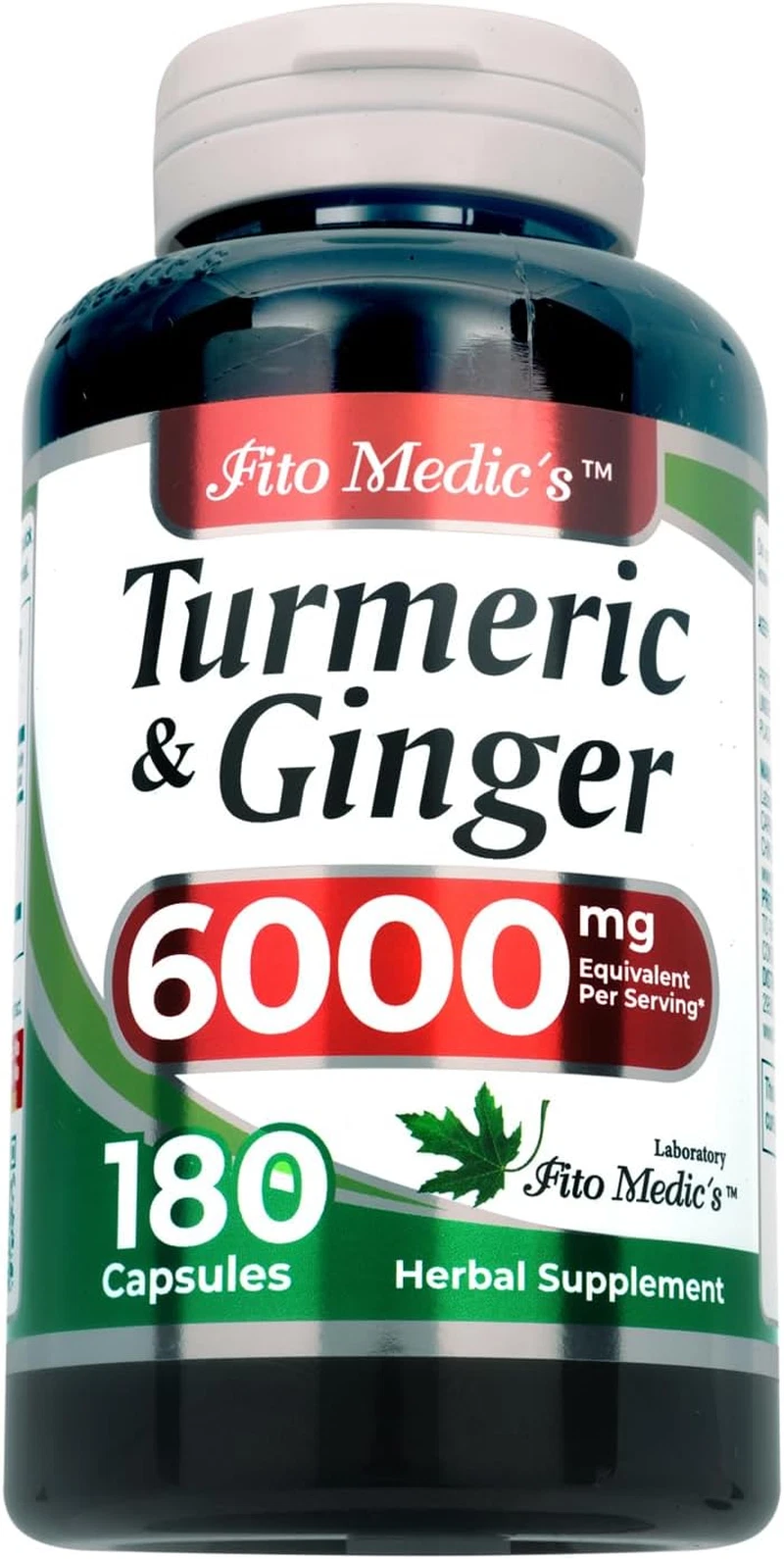 Tumeric Curcumin Max Potency and Ginger Complex 6000 mg, 180 Capsules Ultra high
