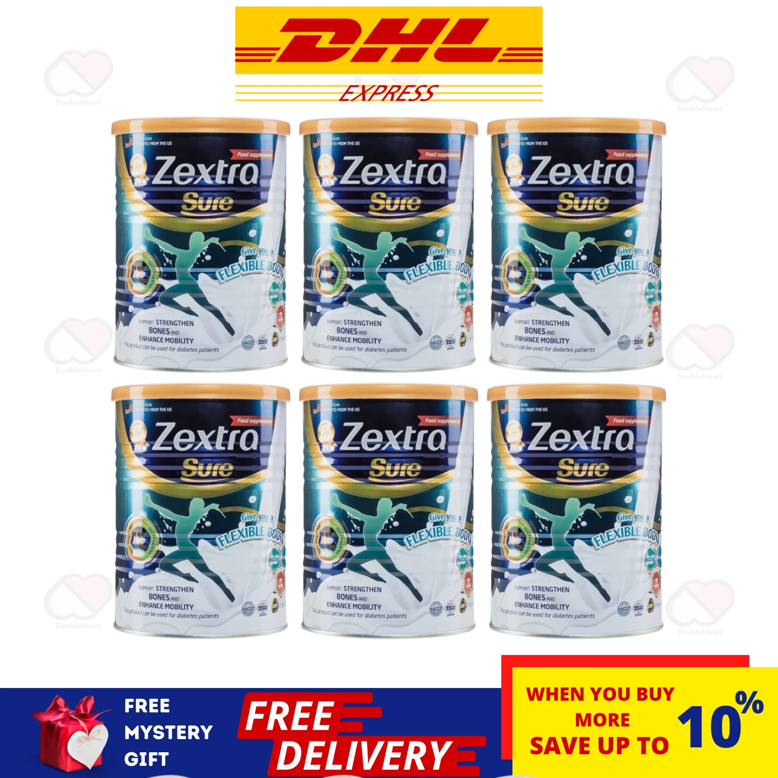 6 X Zextra Sure Milk 400g For Knee Back Pain Bone Strengthen - DHL EXPRESS