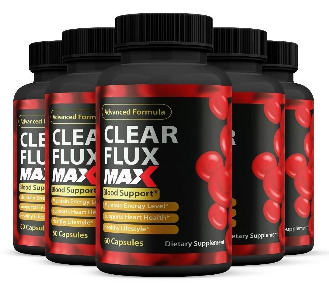 (5 Pack) Clear Flux MAX Pills, ClearFlux Blood Cleanse, Blood Support Formula