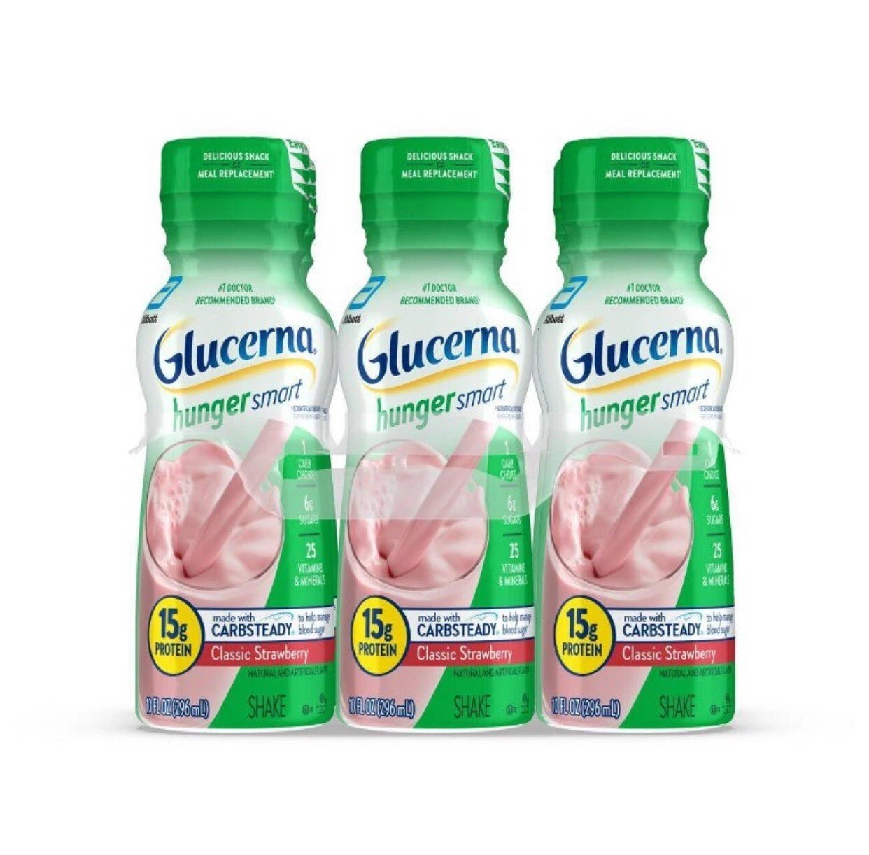 Glucerna Hunger Smart Shake, Classic Strawberry, 10 fl.oz. Bottle, 24 Ct.