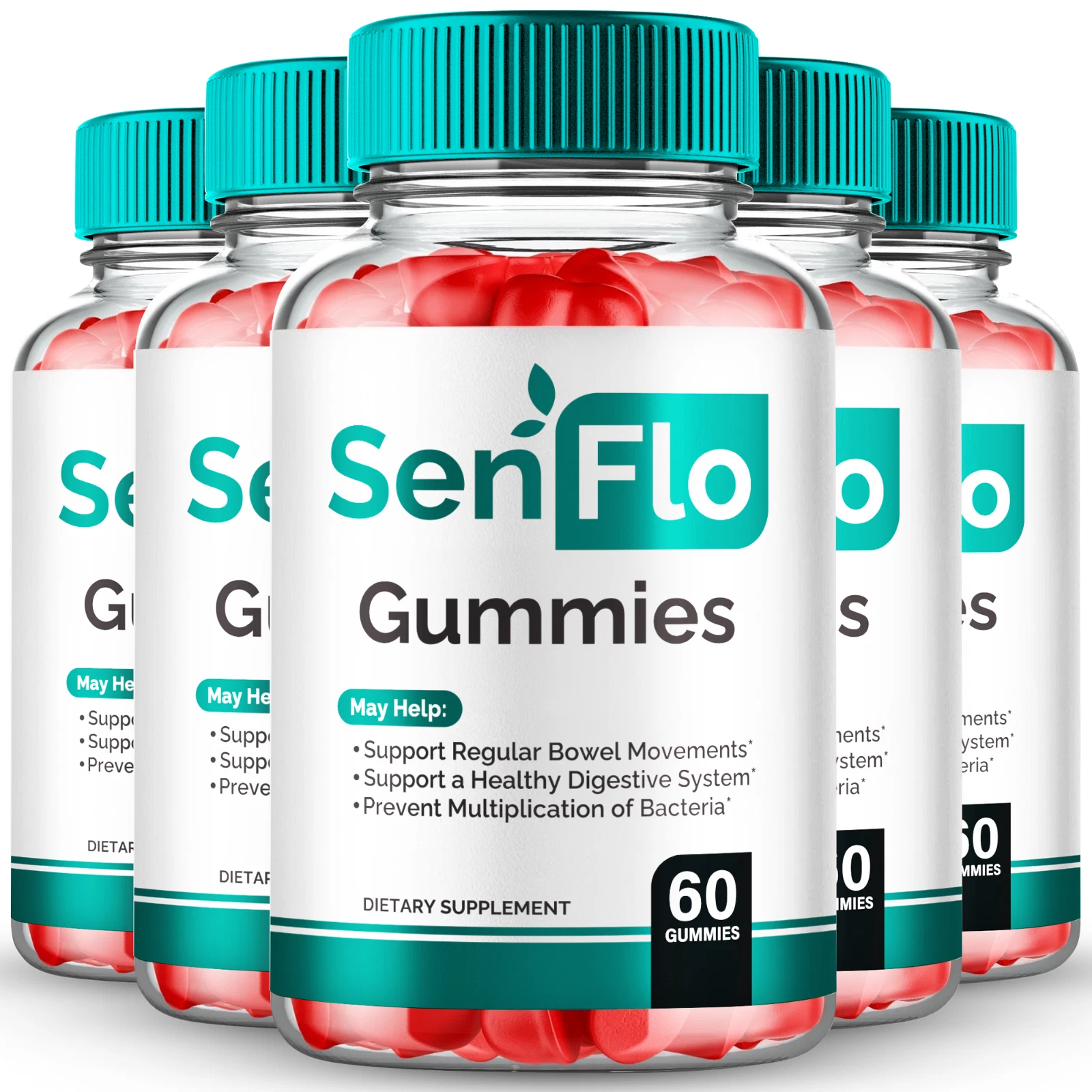 (5 Pack) Senflo Digestive Support Gummies Advanced Gut Health Balance Supplement