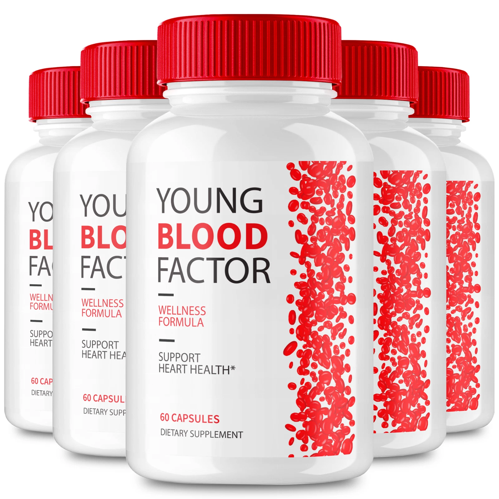(5 Pack) Young Blood Factor Blood Sugar Support Capsules, Heart Health Pills