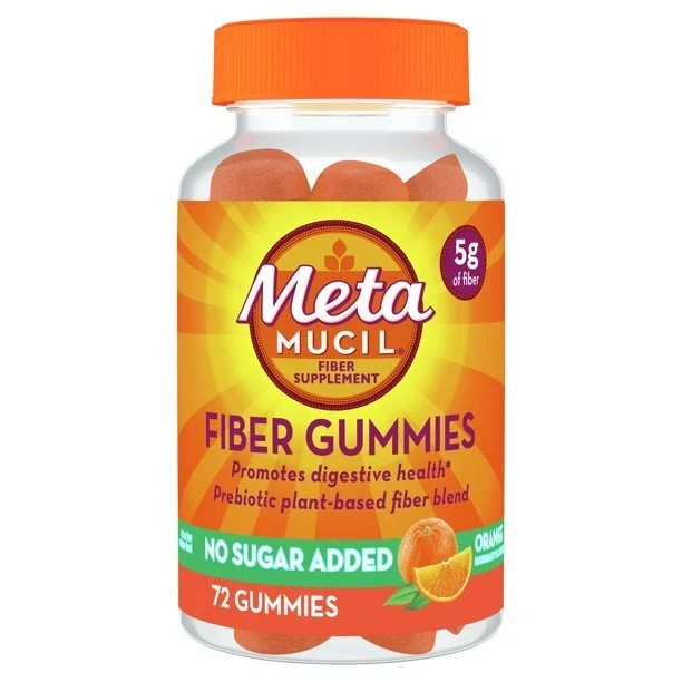 Metamucil Fiber Sugar-Free Orange Gummies Supplement - Pack of 72