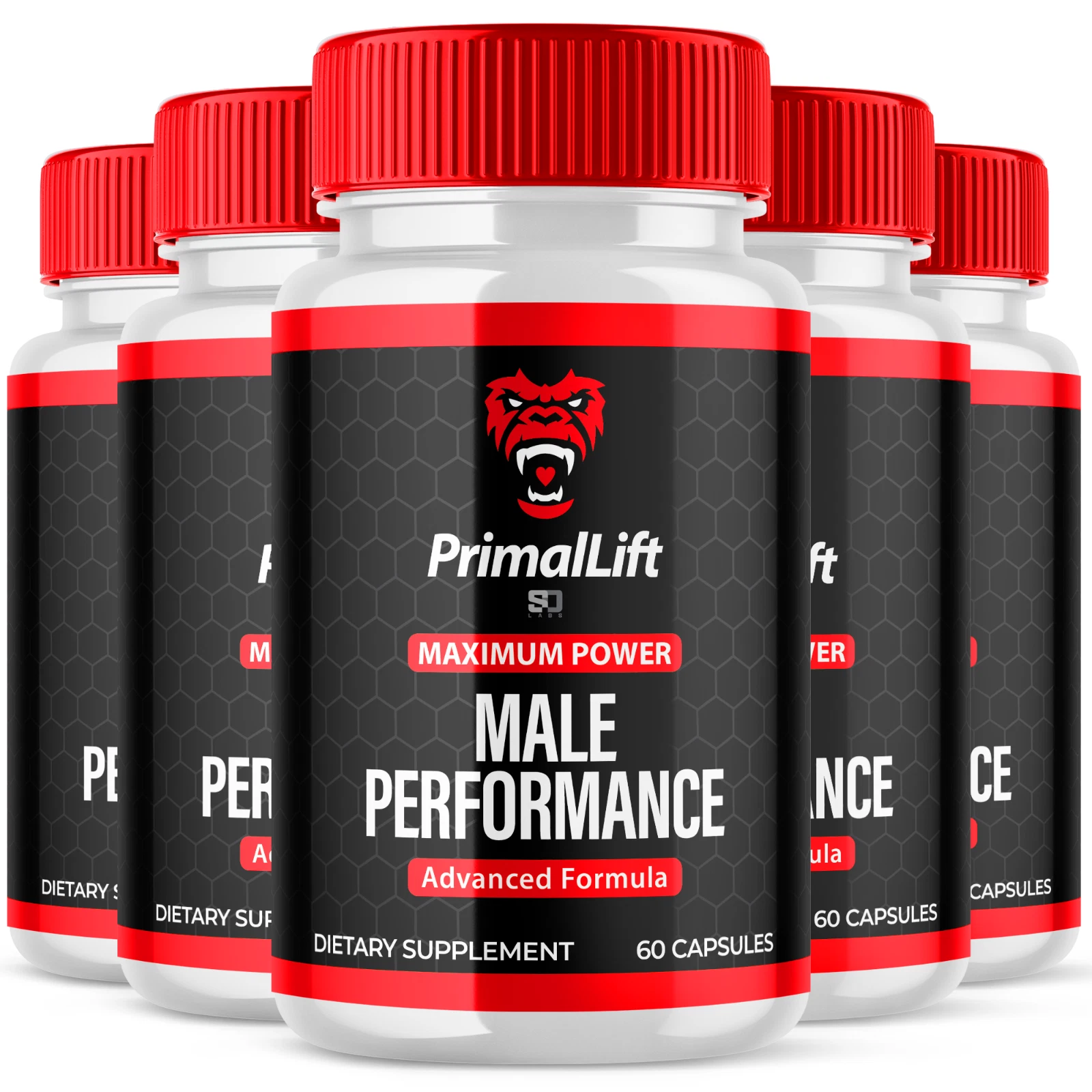 (5 Pack) Primal Lift Men Pills, Maximize Energy, Vitality & Stamina 300 Capsules