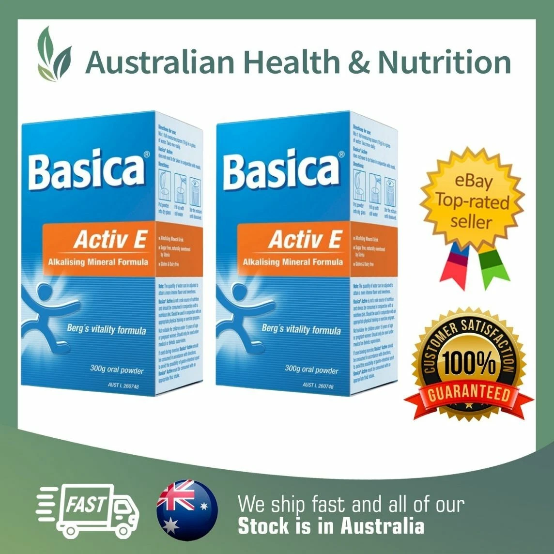 2 x BASICA ACTIV E ALKALISING MINERAL FORMULA 300G + SAME DAY SHIPPING & SAMPLE
