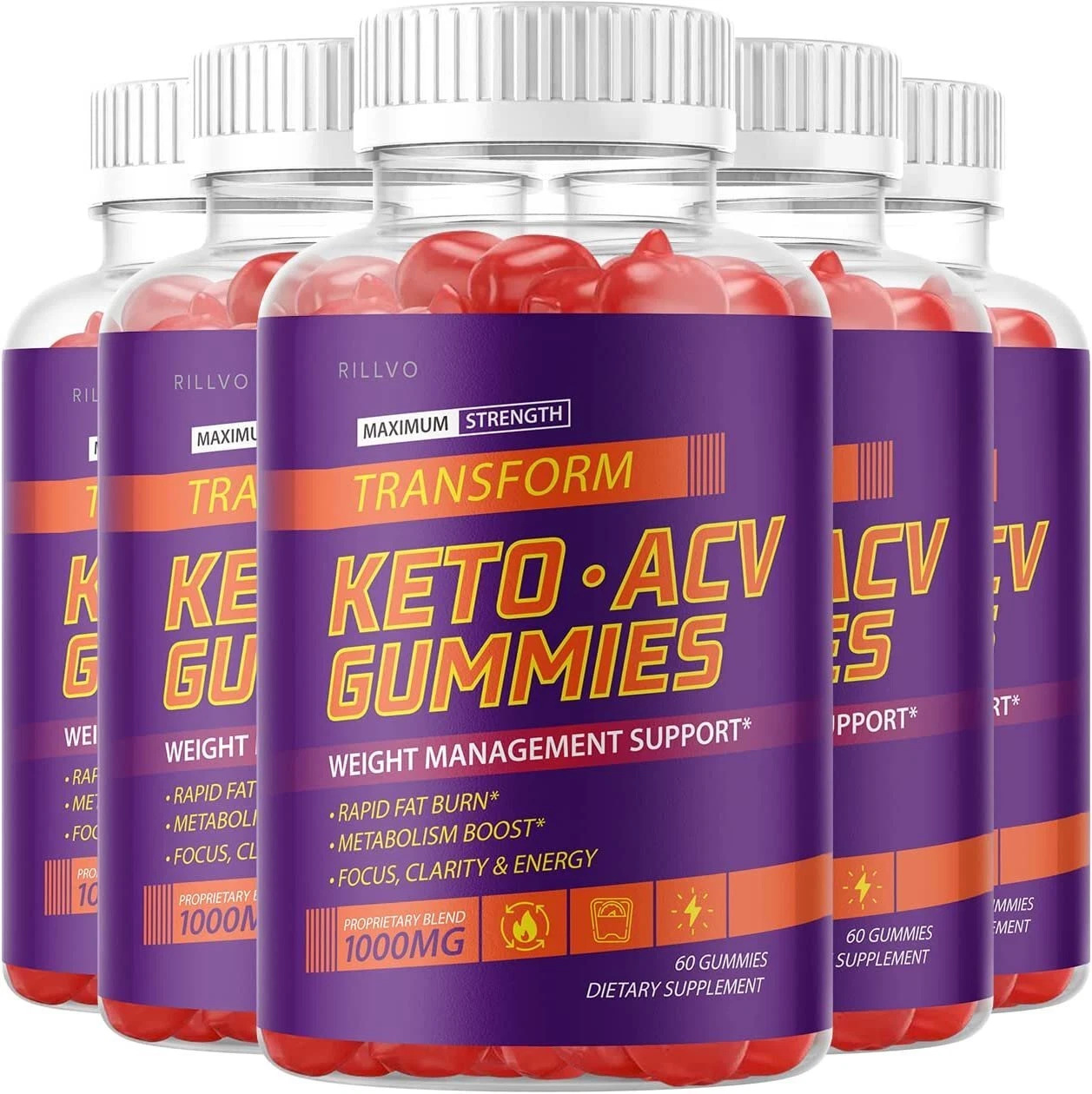(5 Pack) Transform Keto ACV Gummies Advanced Formula (300 Gummies)
