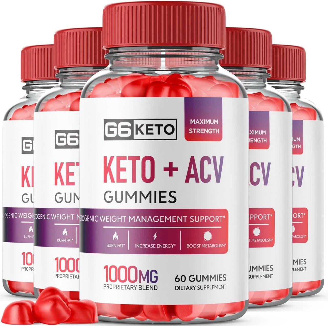 5-Pack G6 Keto Gummies - G6 Keto ACV Gummies - 300 Gummies