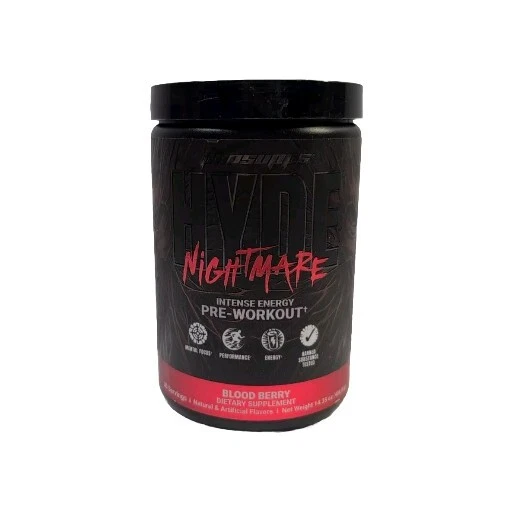 Hyde Nightmare, Intense Pre-Workout, Blood Berry, 14.35 oz 30 Servings. 08/2026