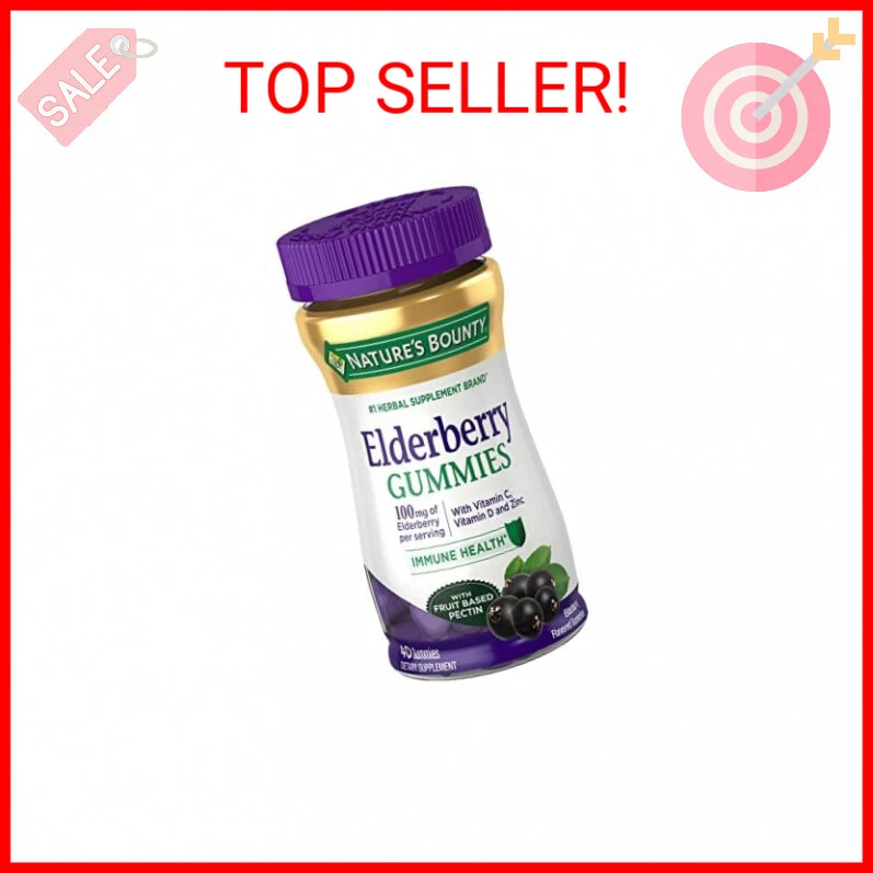 Nature's Bounty Elderberry Gummies, Immune Support, Contains Vitamin A, C, D, E