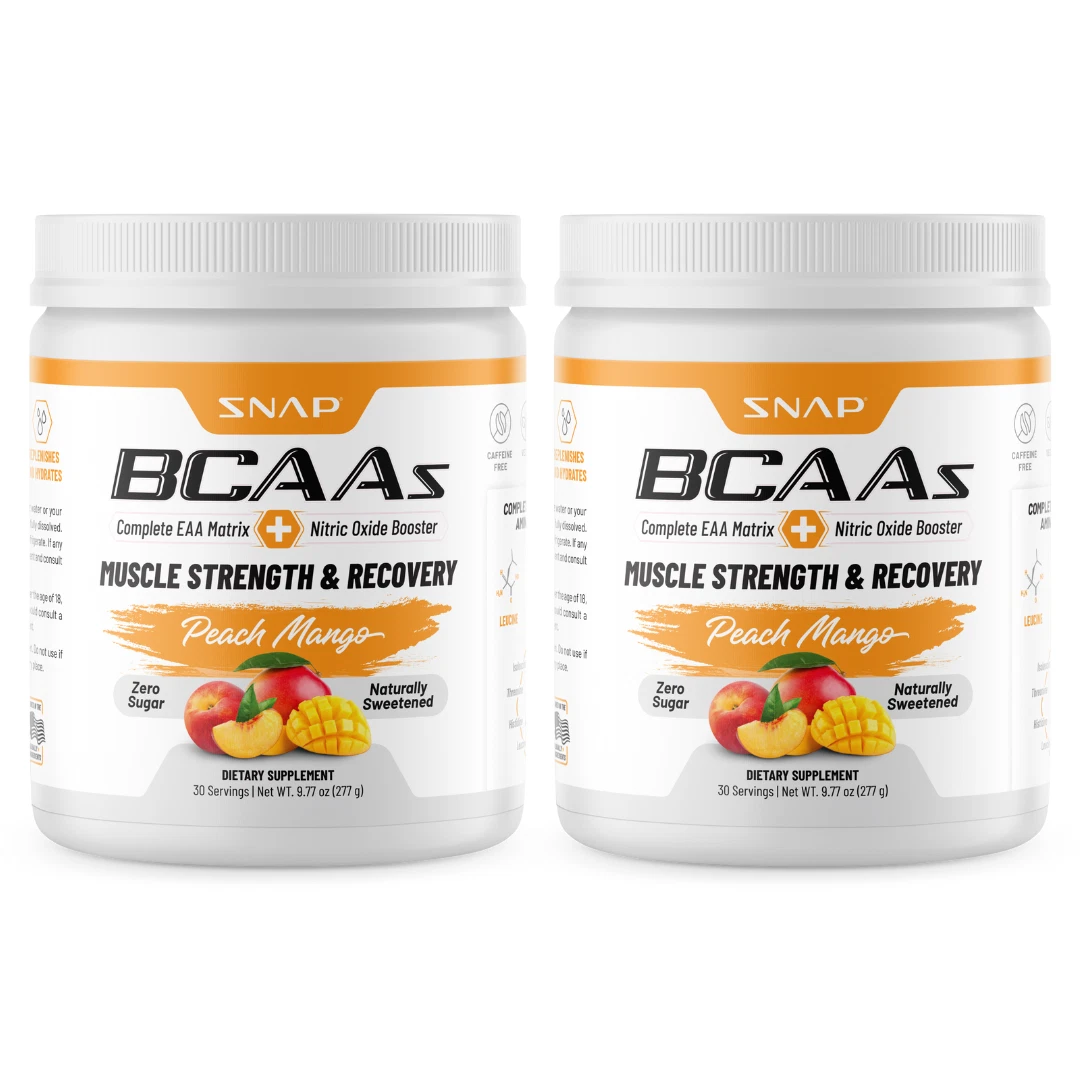Snap Supplements Peach Mango BCAA Powder - Amino Energy - 2 Pack