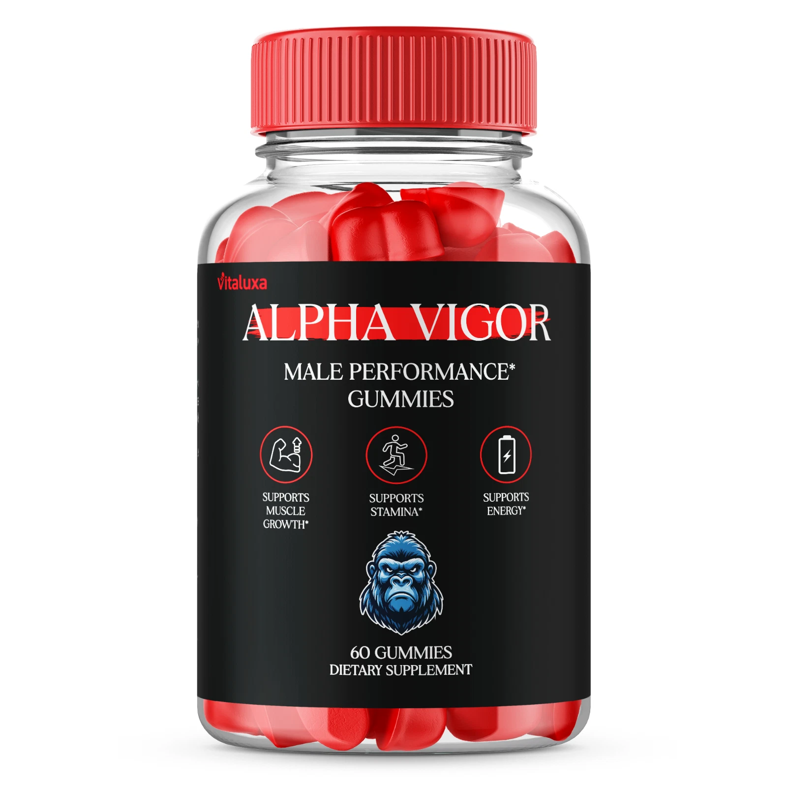 Alpha Vigor for Men, Extra Strength Male Performance Gummies (60 Capsules)
