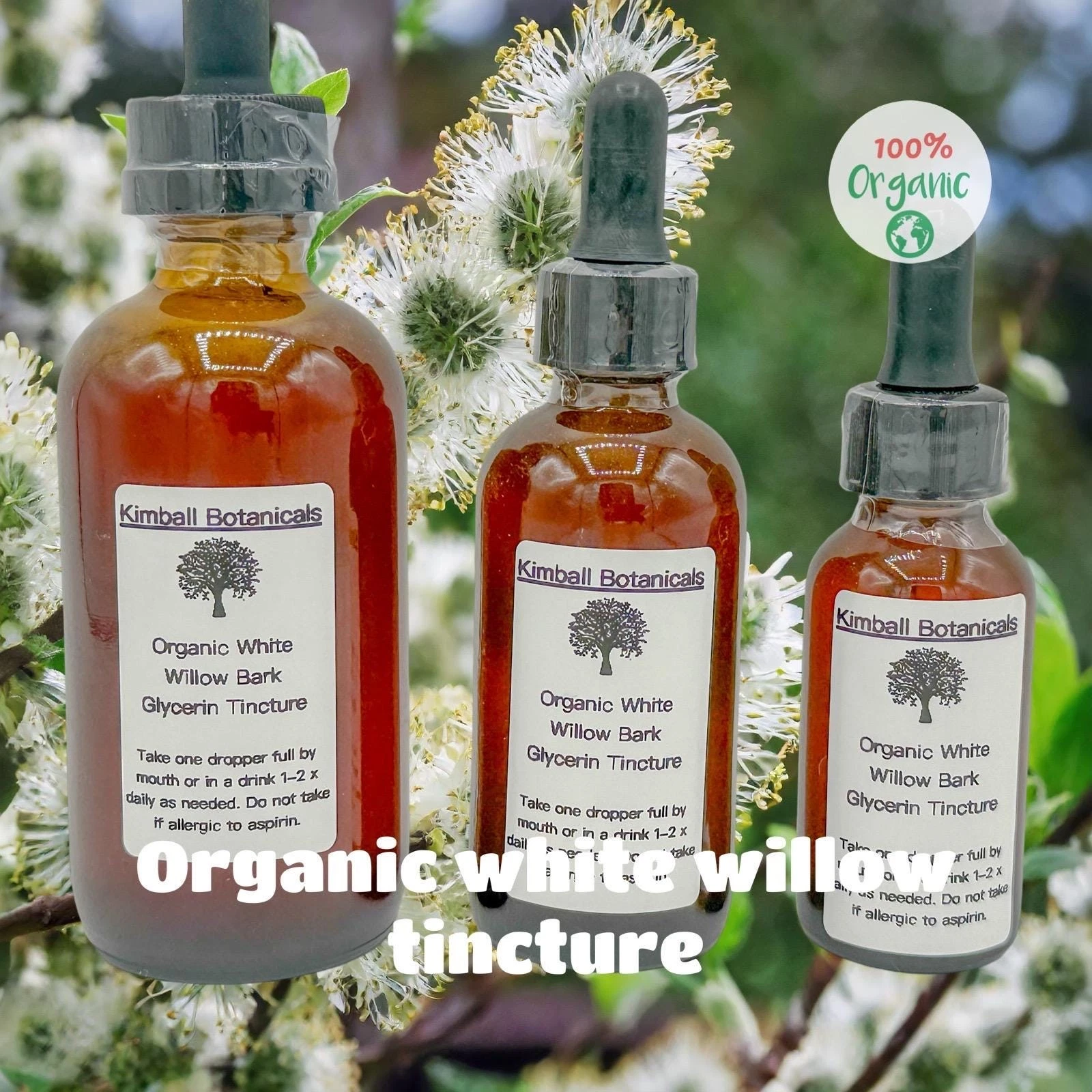 Certified Organic Handcrafted White Willow Bark Double Extracted Glycerin