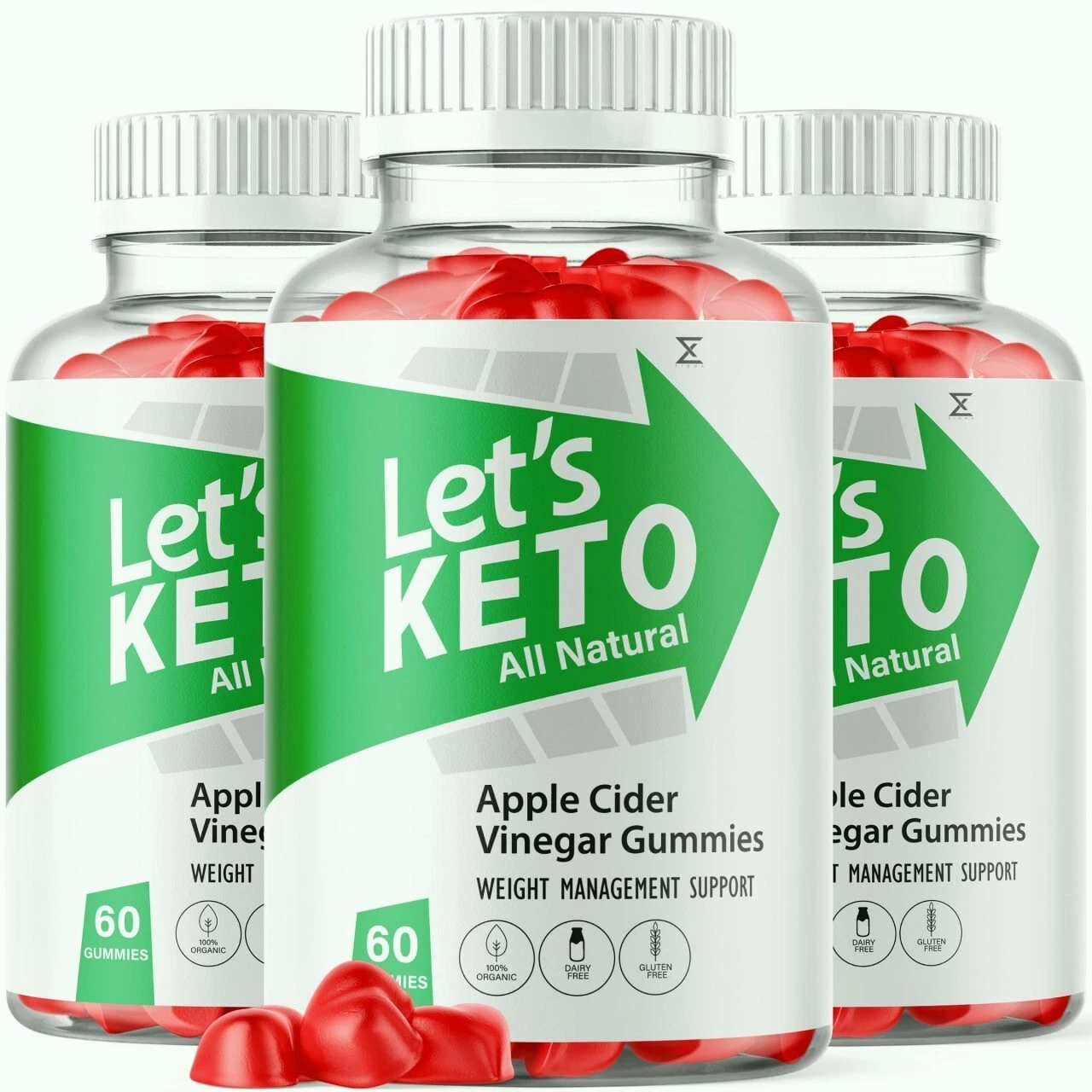 (3 Pack) Let's Keto ACV Gummies, Apple Cider Vinegar Gummies (180 Gummies)