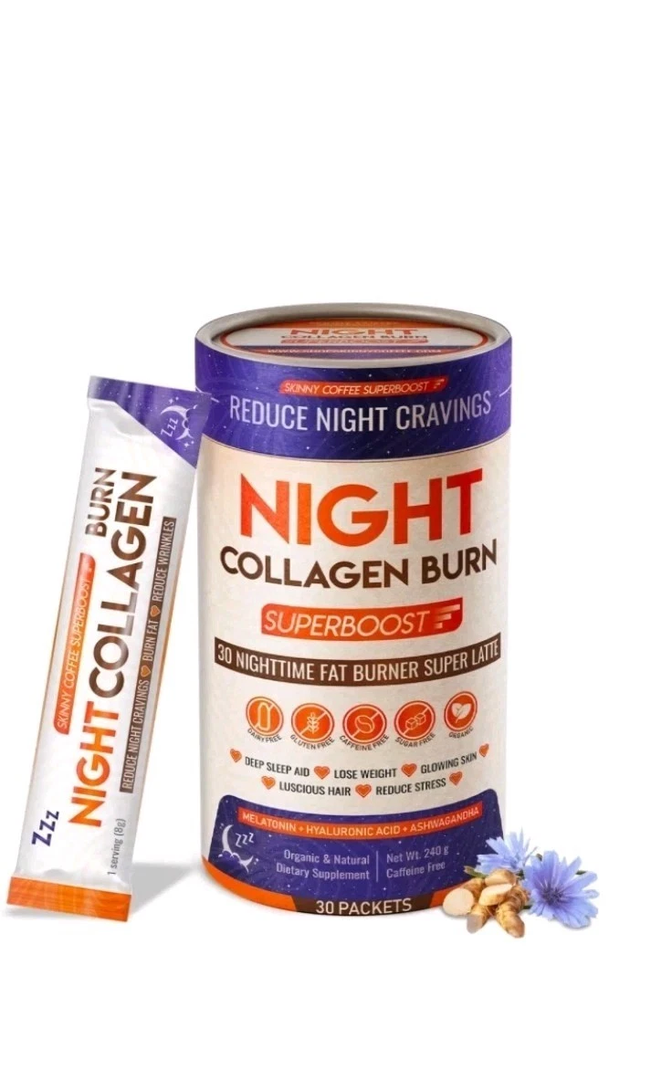 Skinny Coffee Superboost Night Collagen Burn Fat Burner Super Latte 30 Packets