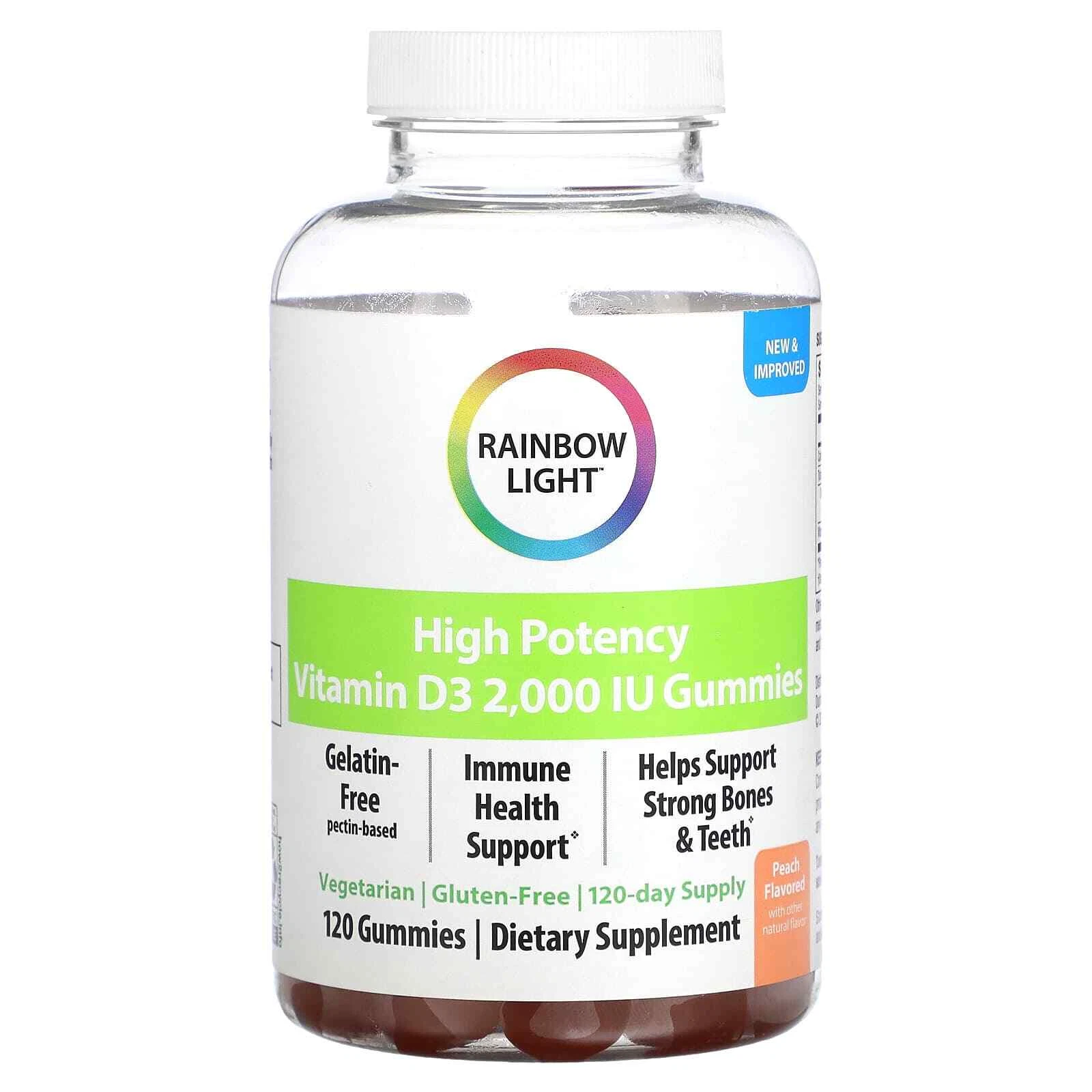 2 X Rainbow Light, High Potency Vitamin D3, Peach, 2,000 IU, 120 Gummies